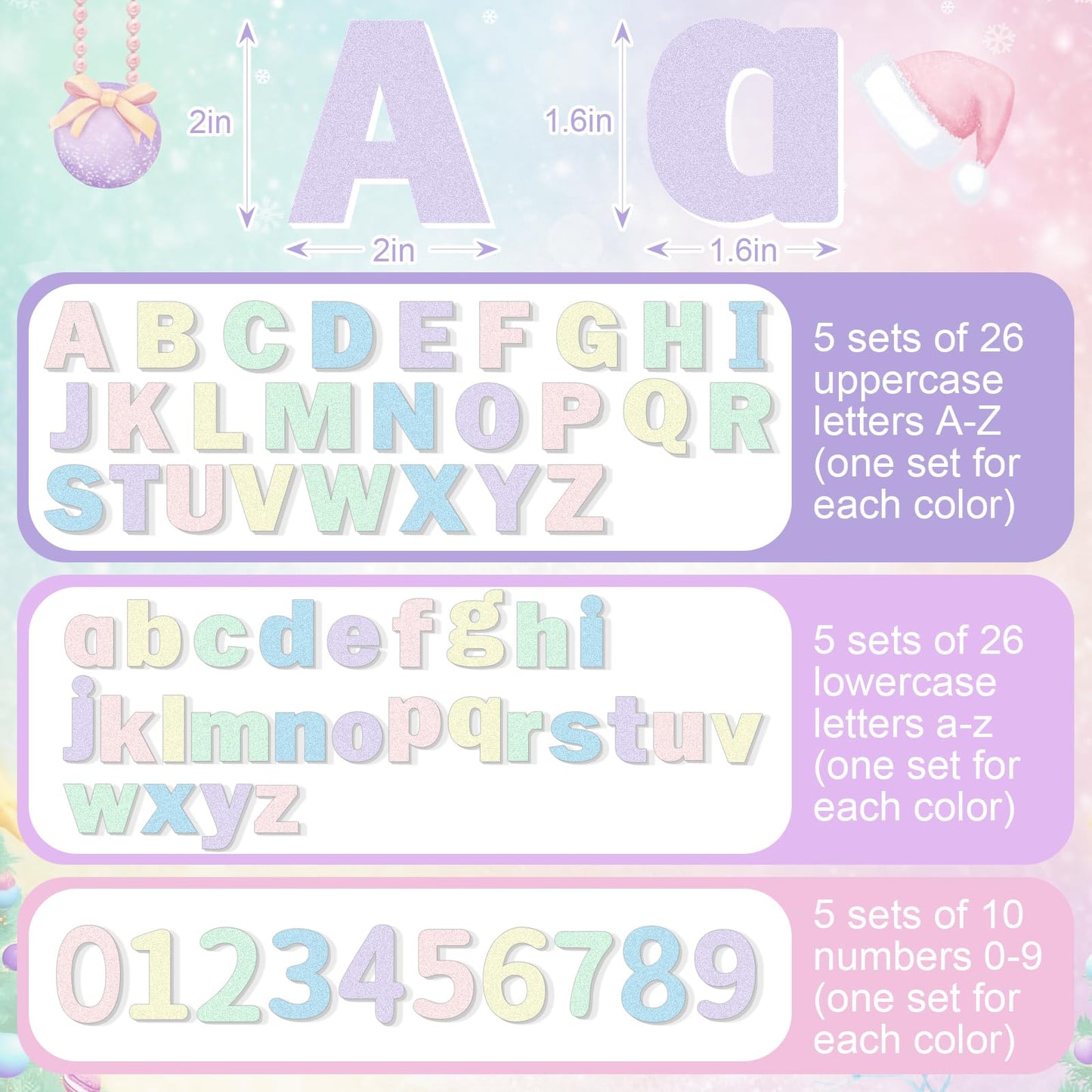 Breling 310 Pieces Felt Letter Bulletin Board Letters Sticker with Number 2" Bulk Self Adhesive ABC Upper Lowercase Sticky Letter for Xmas Gift Bulletin Board Classroom (Macarons Color)