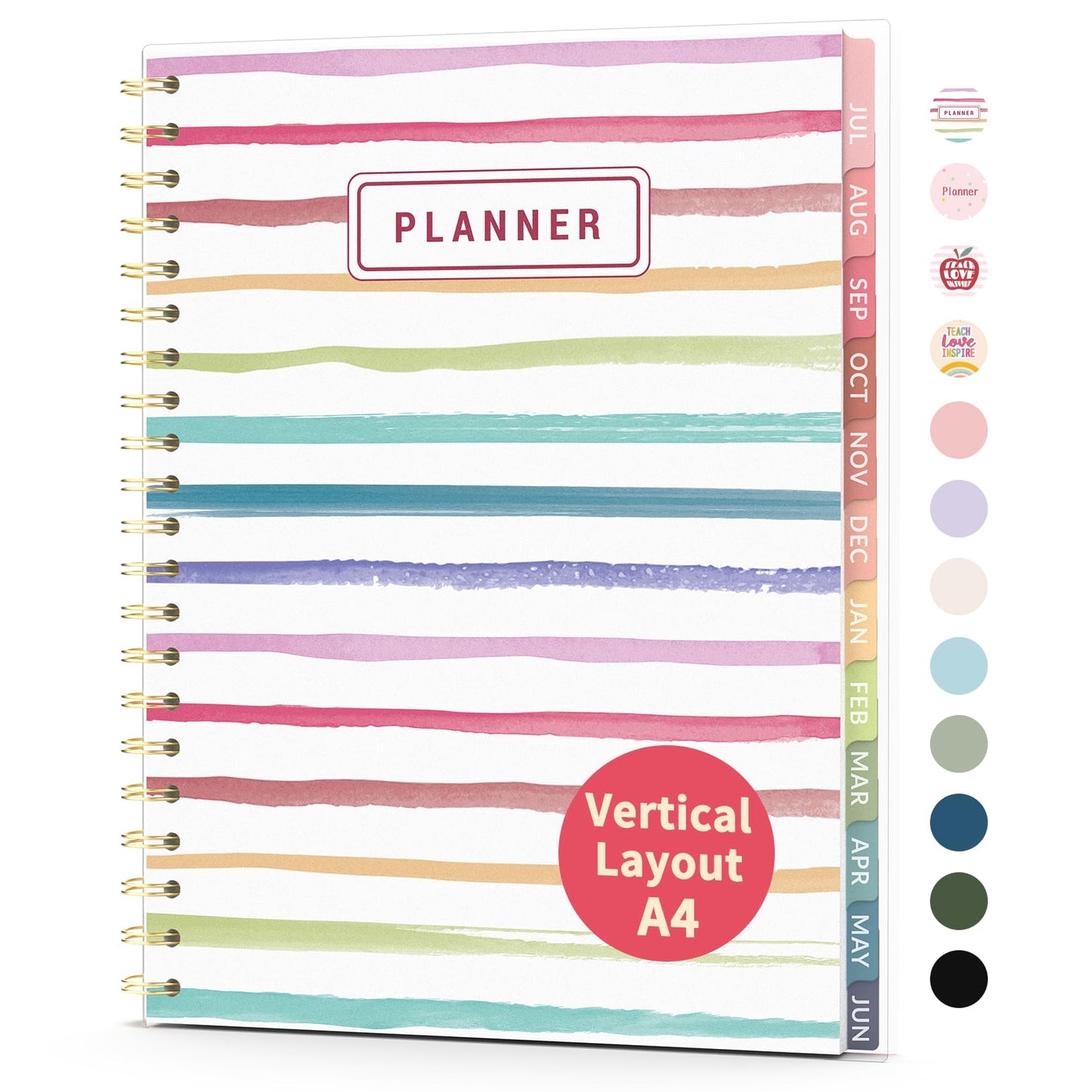 Teacher Planner 2026-2027, Forvencer Academic Planner 2026-2027, Jul 2026 - Jun 2027, 8.5"x11", Weekly & Monthly Planning Book with 7 Periods, School Agenda for Teacher Student, A4, Color Stripes