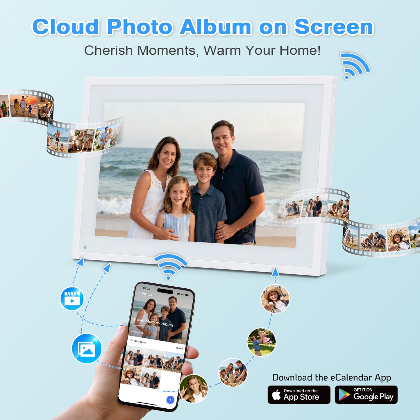 COMIX 10.1" Smart Calendar Display - Digital Family Wall Planner & Wi-Fi Chore Chart Syncs with Phones, Touch Screen Command Center & Digital Photo Frame for Home Organization, Office, Elderly