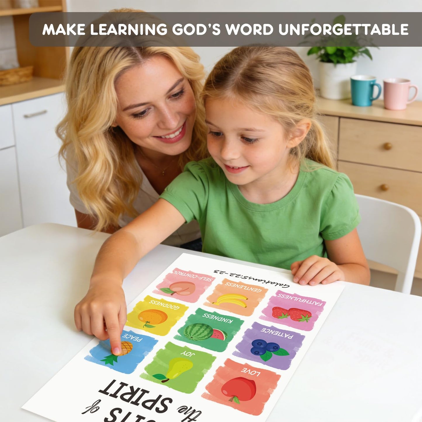 SEOIFUNG 12 PCS Kids Bible Education Posters Set (11x17") - Biblical Learning Charts for Sunday School Classroom Christian Religious Home Wall Decor, Books of the Bible, 10 Commandments & More