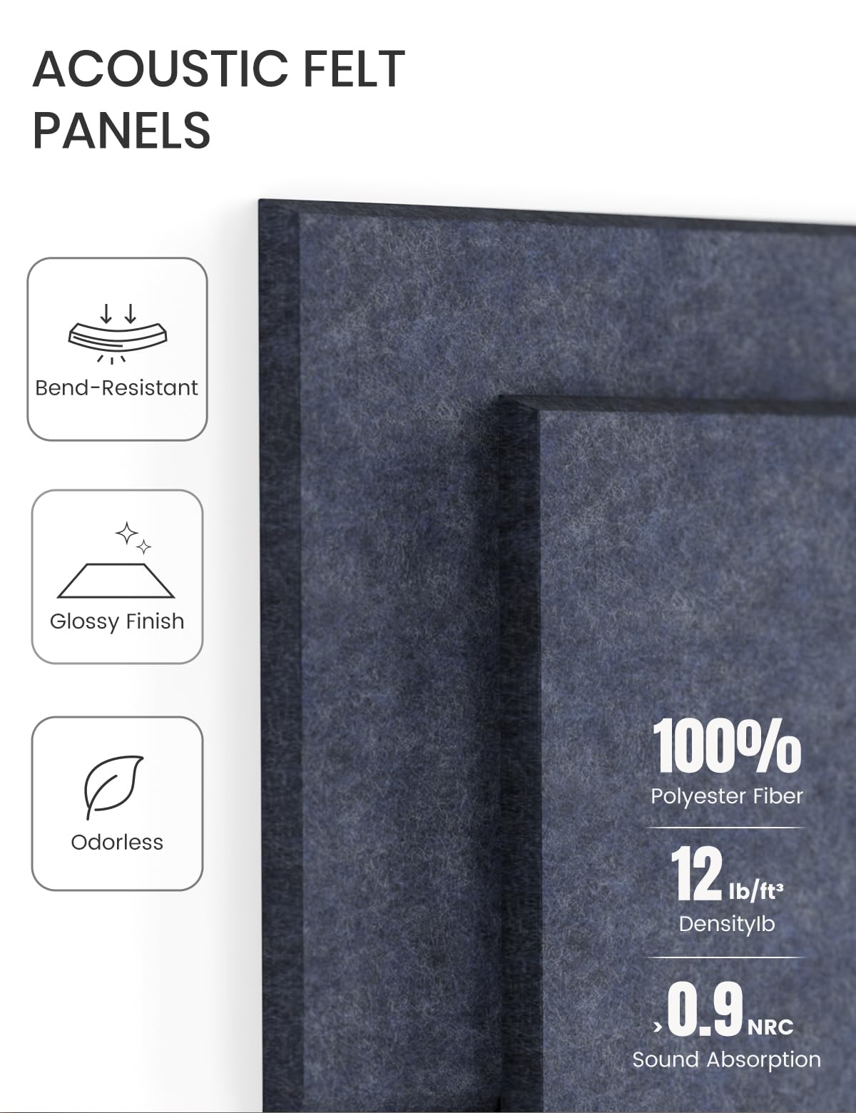 Large Felt Bulletin Board 36"x24", 6-Pack 4-Compartment Wall Organizer, Cork Board Alternative with 60 Removable Adhesive Tabs, Modular Felt Panels for Home Office, Classroom and Study- Navy Blue