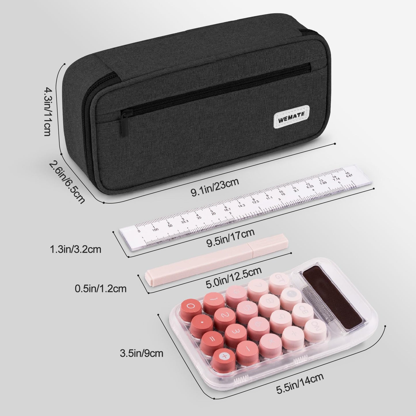 WEMATE Back to School Pencil Case - Large Pencil Pouch with Zipper Organizer for College, High School, Cute Waterproof Pencil Bag, Pencil Box for Teachers Black