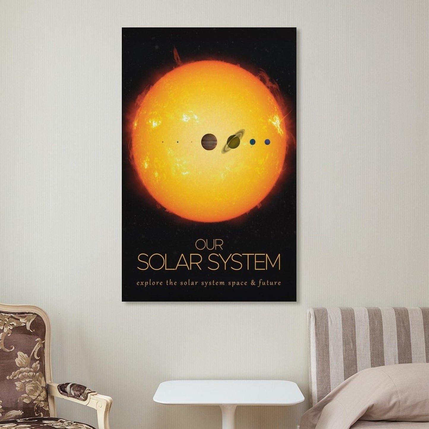 LGDSBHH Minimalist Our Solar System Canvas Wall Art - Educational Space Planet Poster - Science Classroom & Kids Bedroom Decor - 12x18 Inch (Unframed)