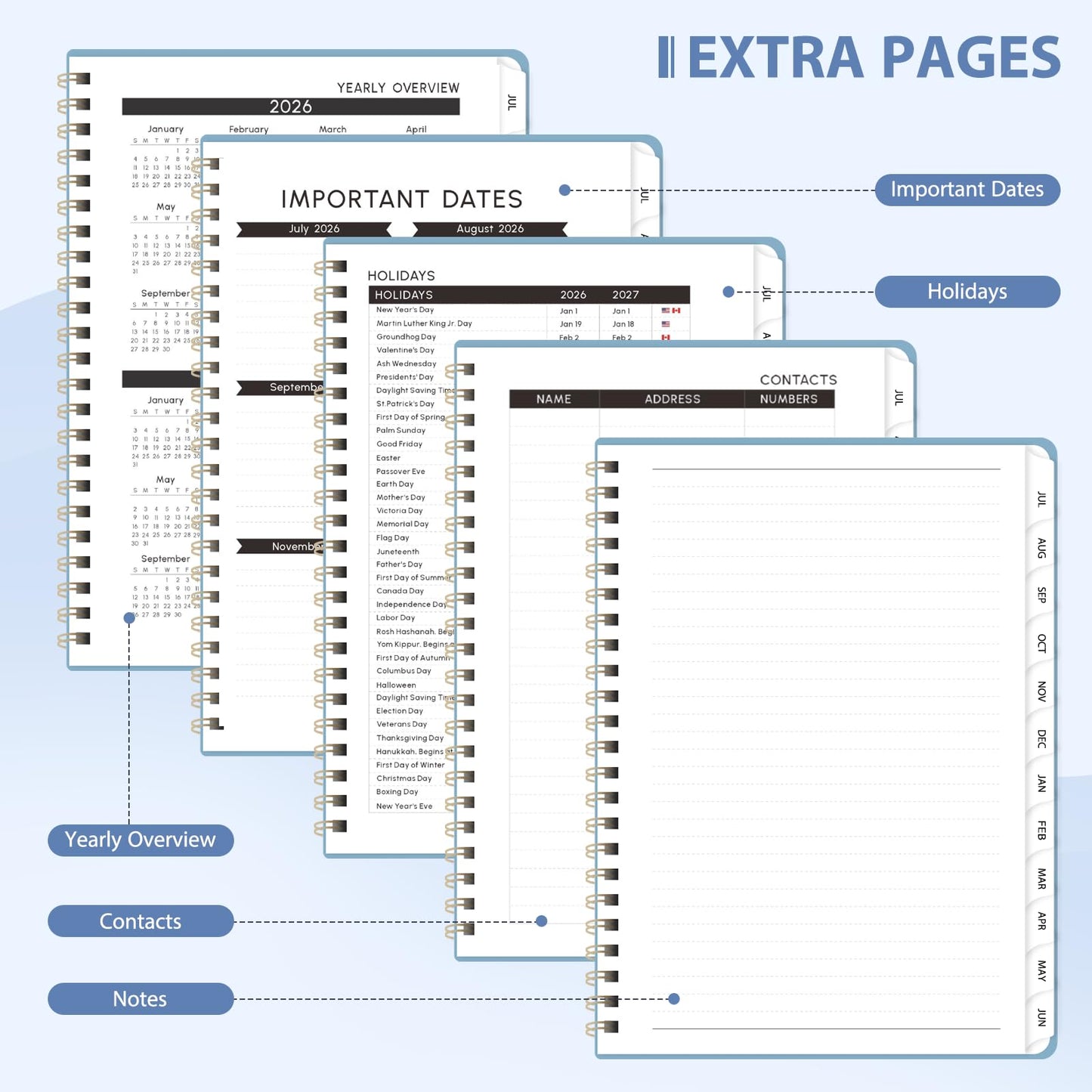 Planner 2026-2027, Weekly and Monthly Academic Planner, July 2026 - June 2027, Hardcover Calendar Agenda Book for School Year Planning, School Supplies for Teacher and Student, Letter Size(8.5'' x 11'')