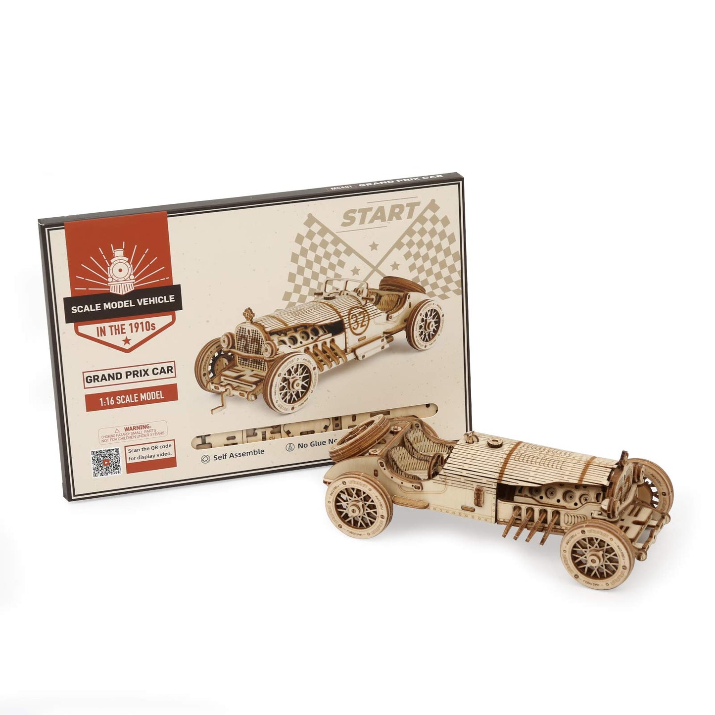 ROBOTIME Model Car Kits - Wooden 3D Puzzles - Model Cars to Build for Adults 1:16 Scale Model Grand Prix Car