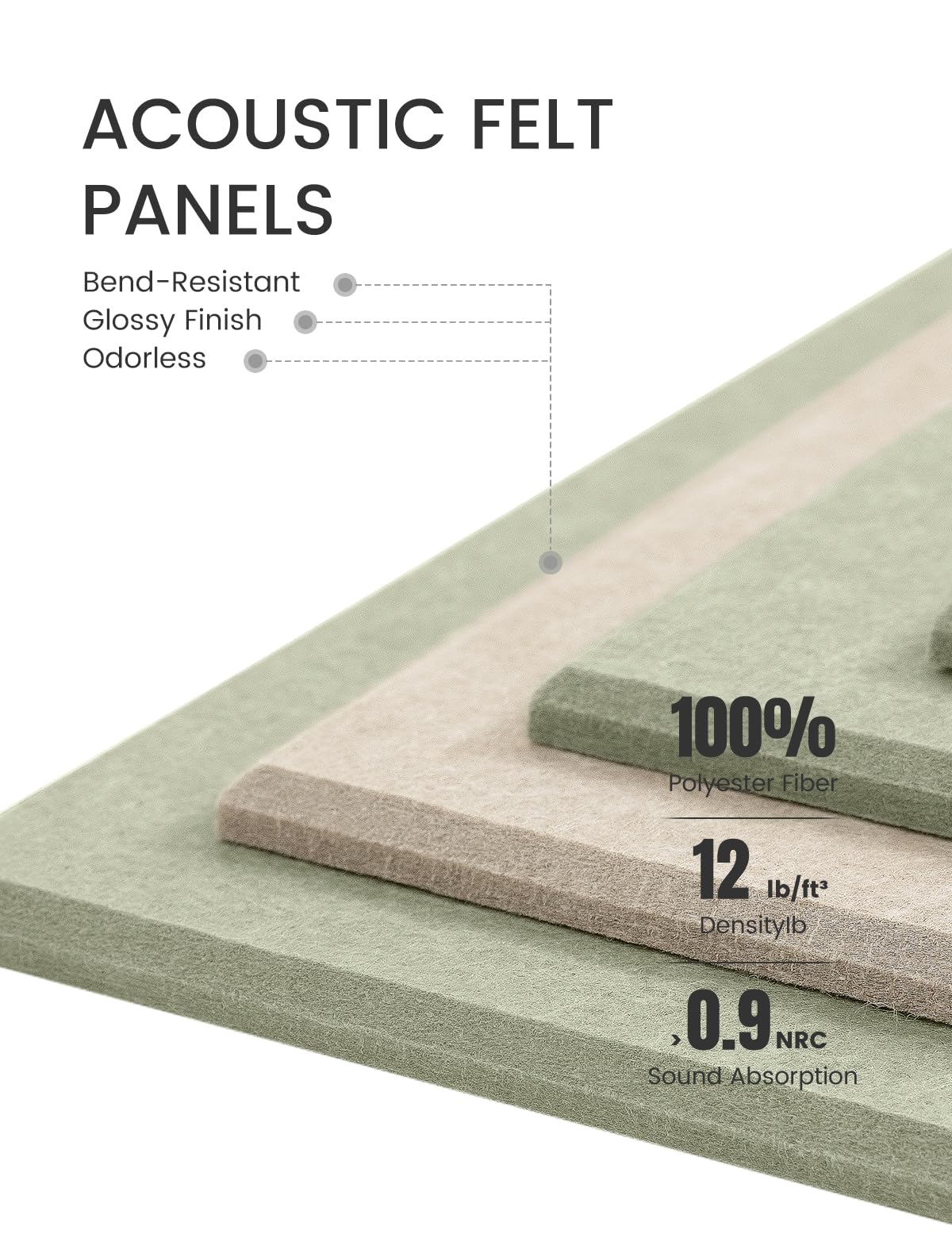 Large Felt Bulletin Board 48" x 36" Cork Board Alternative-12 Pack with 70 Safe Removable Adhesive Tabs, Felt Boards for Walls Bulletin Boards for Home Office Classroom Pin Board-Oatmeal & Sage