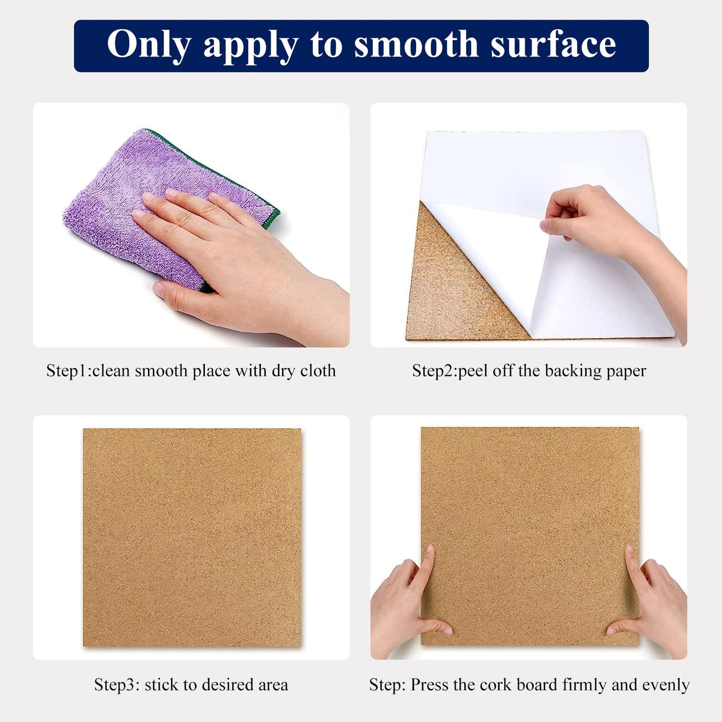 NACHLYNN Cork Board 6 Pack 12 x 12 Self-Adhesive Corkboards for Wall Square Bulletin Board with 100 Push Pins Frameless Cork Tiles for Walls Home Office