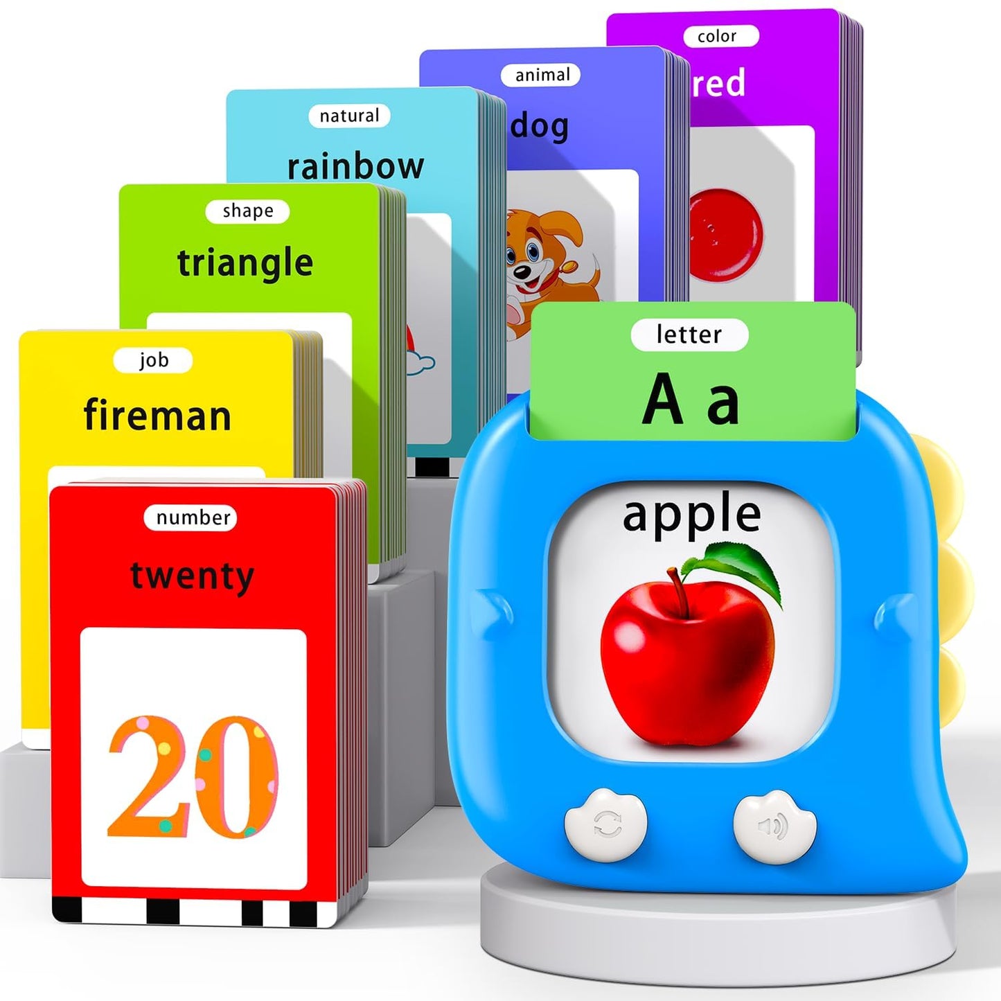 Kidzdo 520 ABCs Talking Flash Cards, Easter Stuff Birthday Gifts for 2 3 4 5 6 Year Old Boys Girls, Early Education Learning Toys, Autism Sensory Toys for Autistic Kids Ages 2-6, Blue