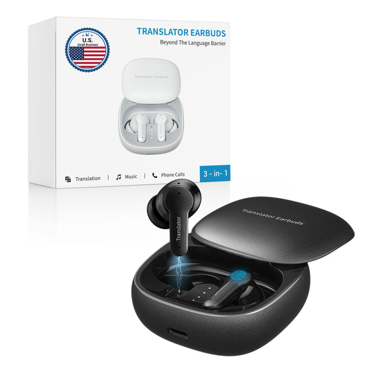 Anfier M3 AI Translation Earbuds Real Time, Offline Translator Device in 144 Languages, 3-in-1 Two-Way Audífonos Traductores, Language Headphones for iOS & Android, No Subscription Required (Black)