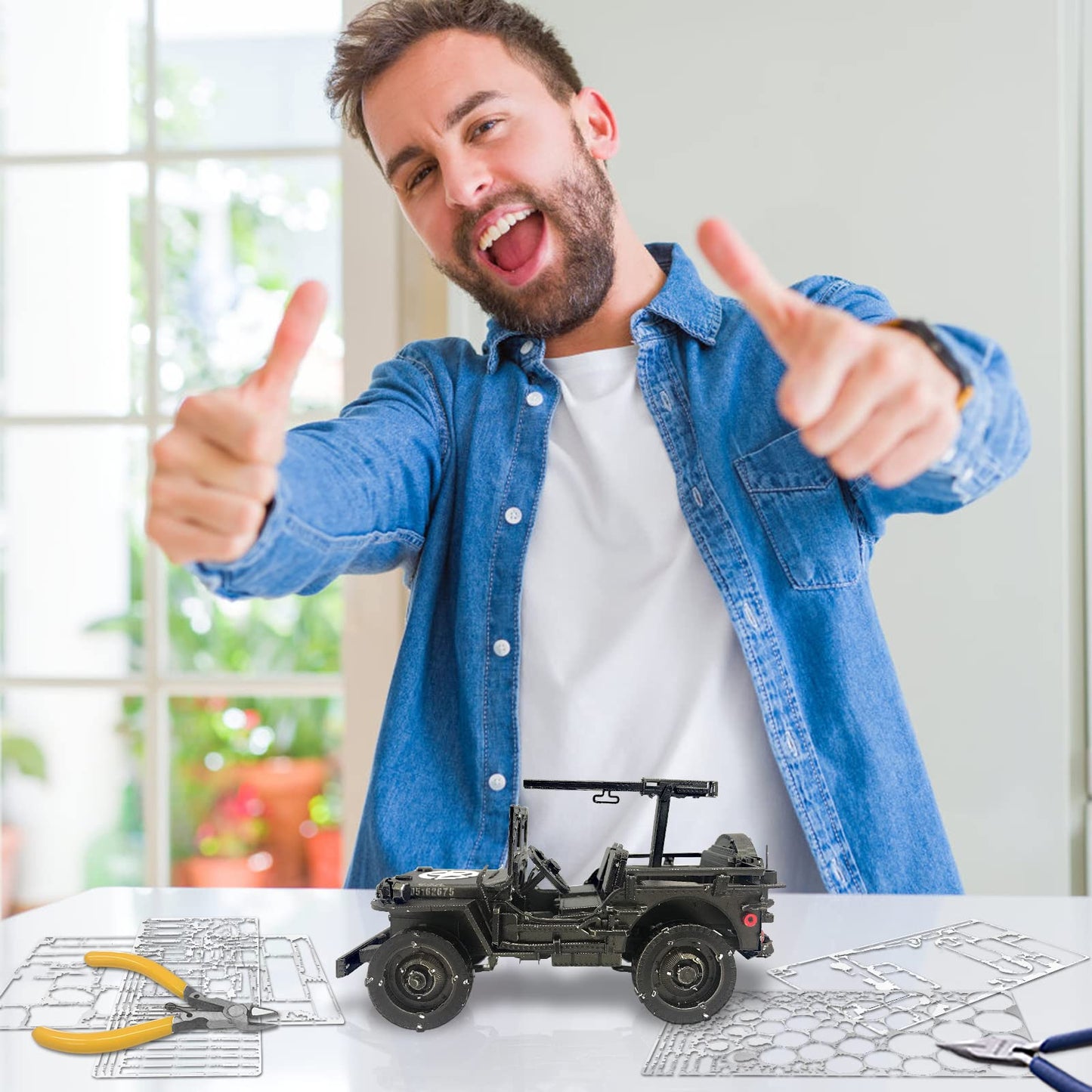 Piececool 3D Metal Car Model Kits, SUV Military Vehicle Models Building Kits, Brain Teaser 3D Puzzles for Adults Teens Stress Relief, Best Gifts for Dad