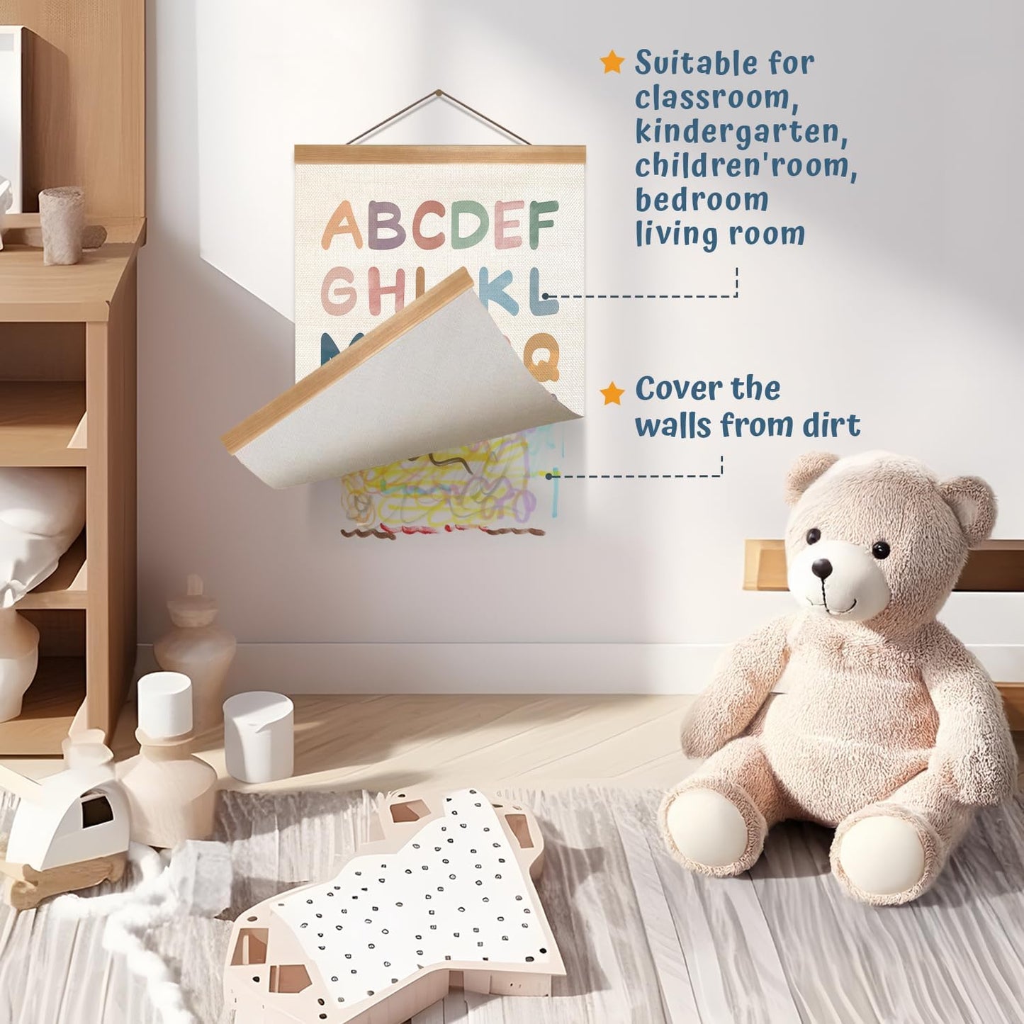 ZTGDA Alphabet Numbers Posters Set of 2, Alphabet Numbers Wall Art Poster, ABC Banner Poster, Number Banner Wall Hanging Decor for Toddler Room Playroom Nursery Wall Classroom Decor (12x16inch 123)
