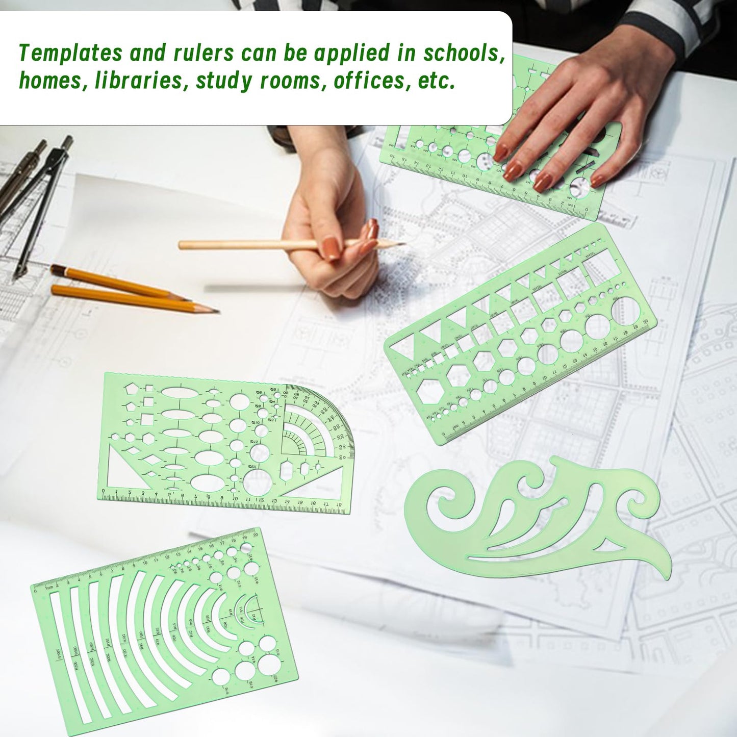 18 Pcs Geometric Drawings Templates, Drawing Stencils, Drawings Tools, Stencils for Drawing, Drafting Stencil with a Storage Bag for Architecture, Studying, Office, Designing