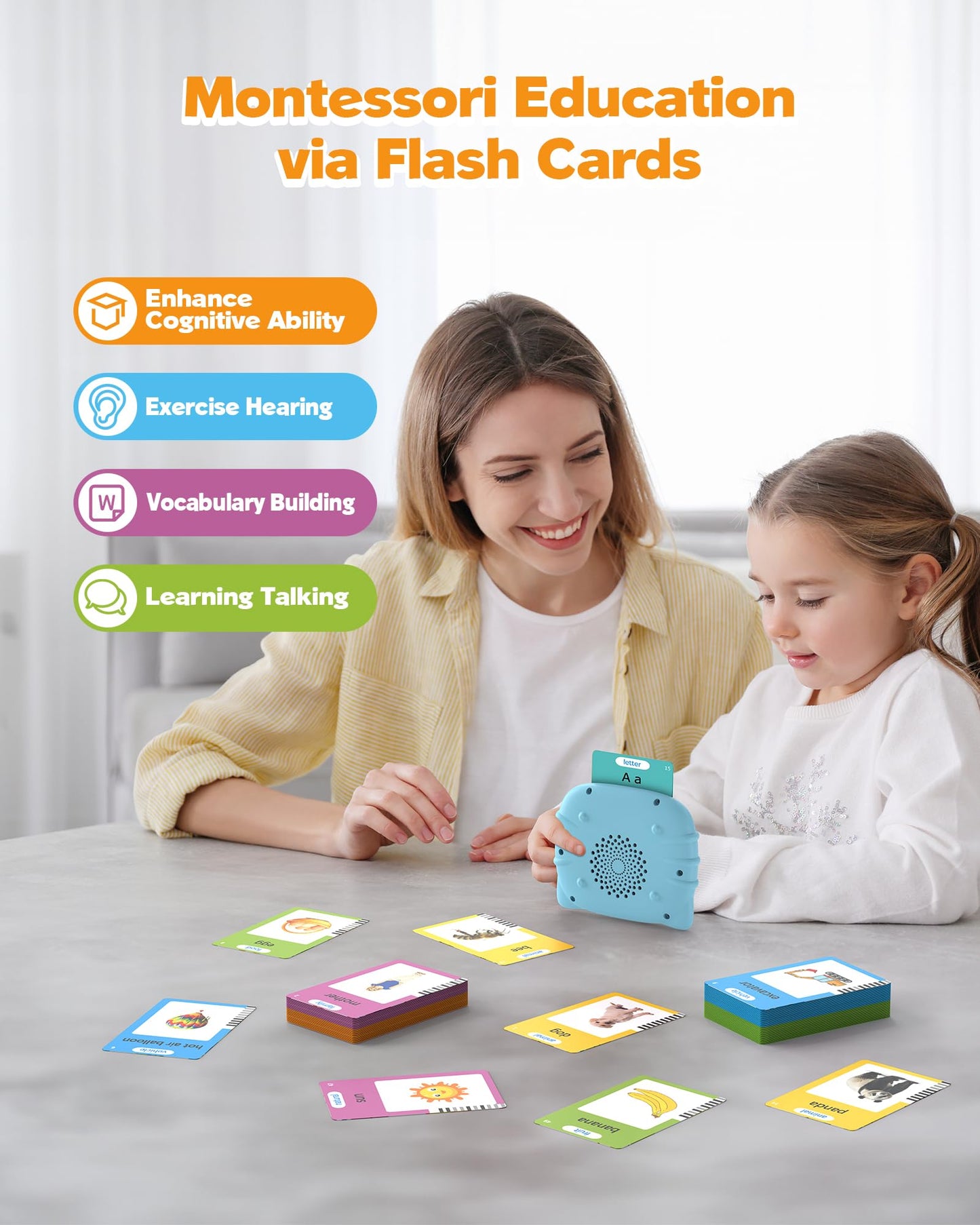 Airbition 510 Words, Talking Flash Cards for Toddler 1 2 3 4 Year Olds, Language Learning Toys, Pocket Speech Therapy Toys, Montessori Tools with 31 Themes, Children's Sensory Device