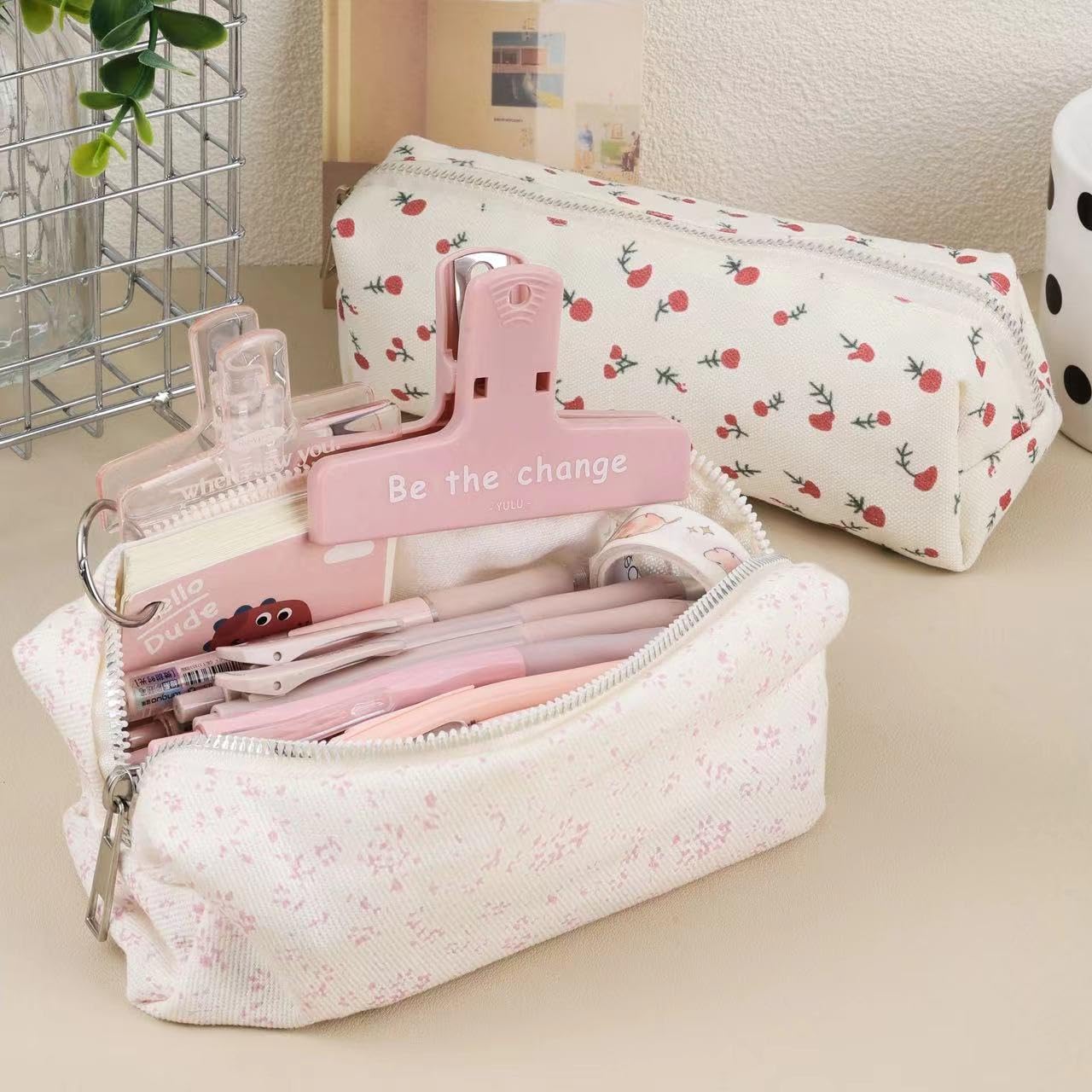OZAOZ Cute Pencil Case Aesthetic Student Pencil Pouch Coin Pen Pouch Cosmetic Bag Office Stationery Organizer For Kids Teen School (Z-Violet)