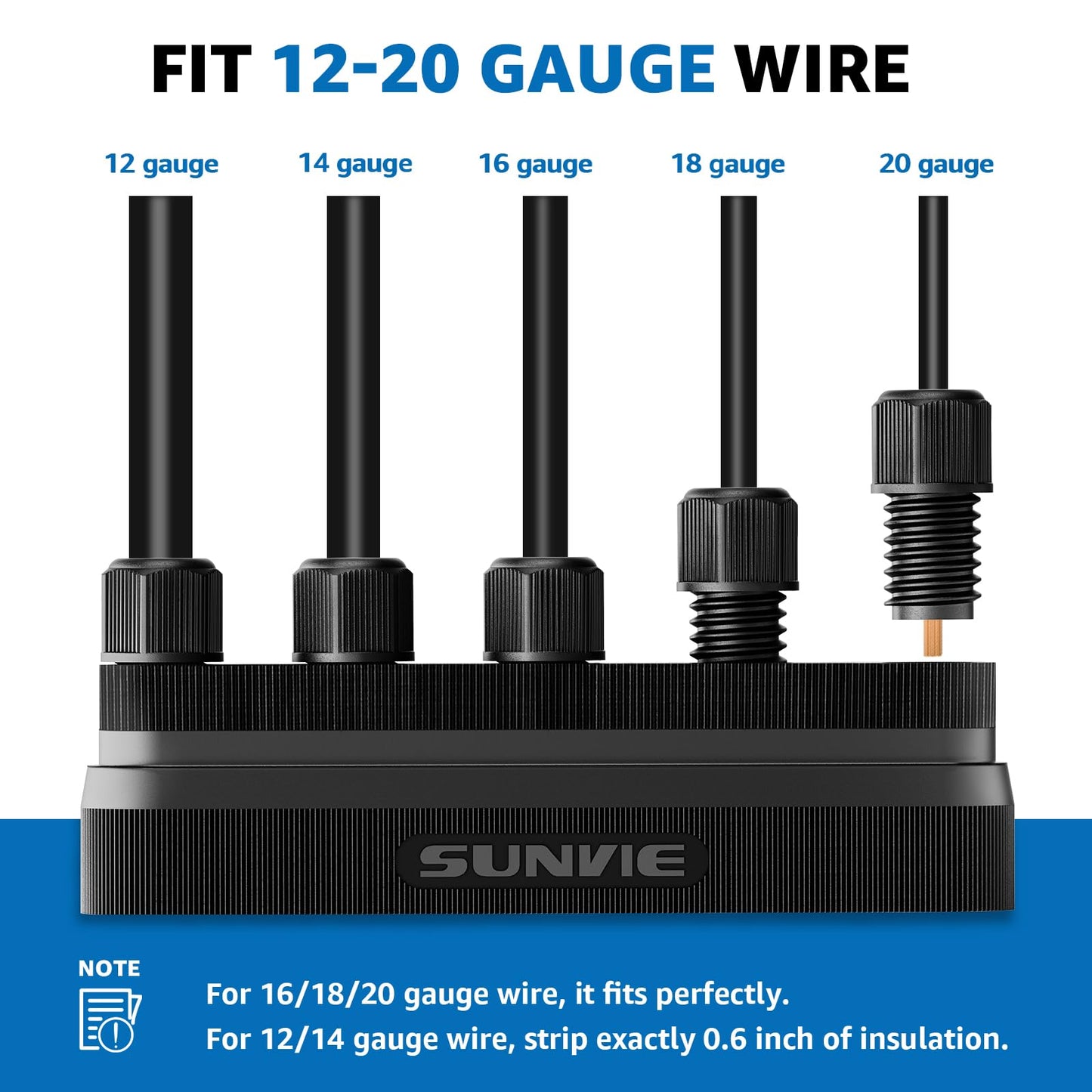 SUNVIE Low Voltage Wire Connector 5-Way Junction Hub 12-20 Gauge Nylon Black 4 Pack Model LVCO0304