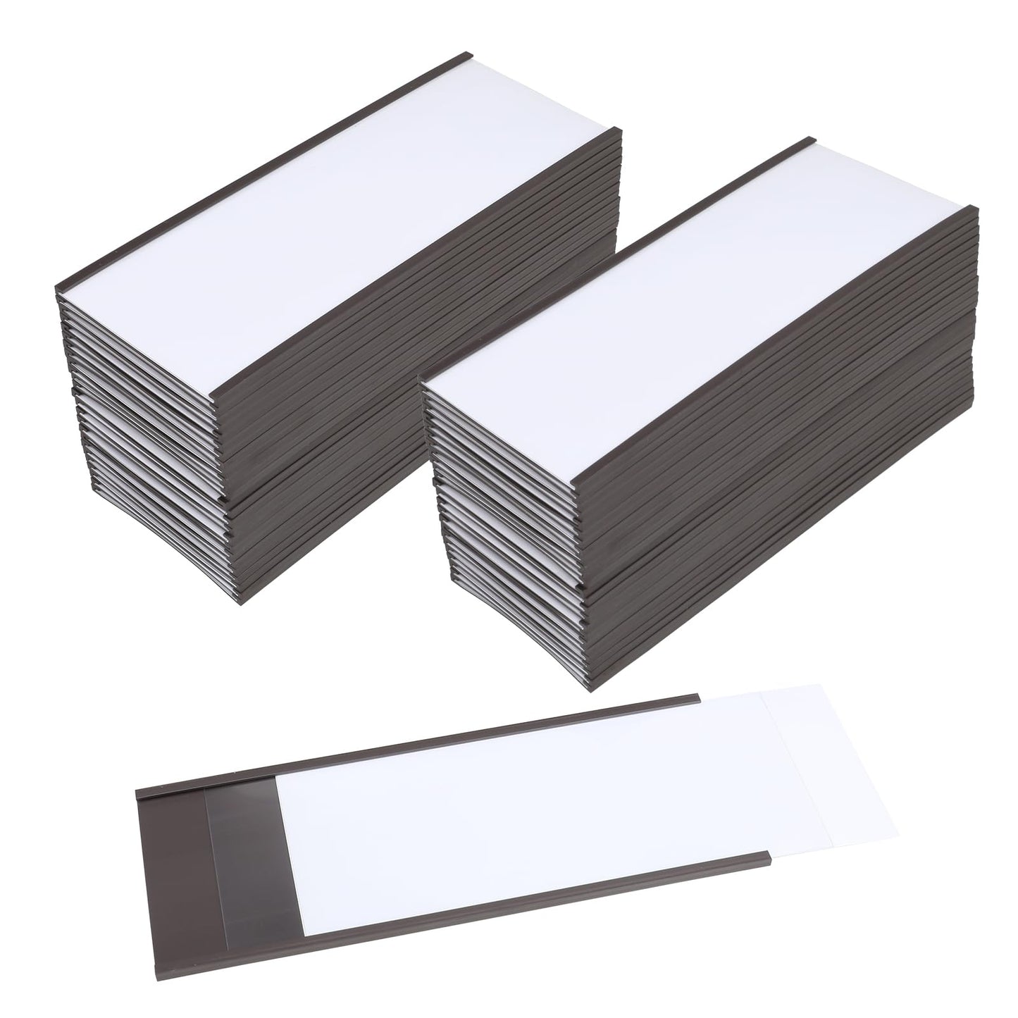 Eeoyu Magnetic Label Holders with Magnets Magnetic Data Card Holders with Clear Plastic Protectors for Metal Shelf, Whiteboard, Set of 50 (3 x 8 Inch)