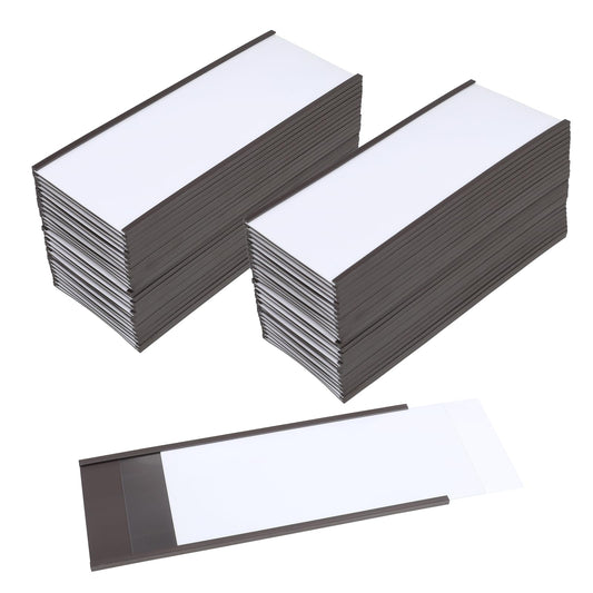 Eeoyu Magnetic Label Holders with Magnets Magnetic Data Card Holders with Clear Plastic Protectors for Metal Shelf, Whiteboard, Set of 50 (3 x 8 Inch)