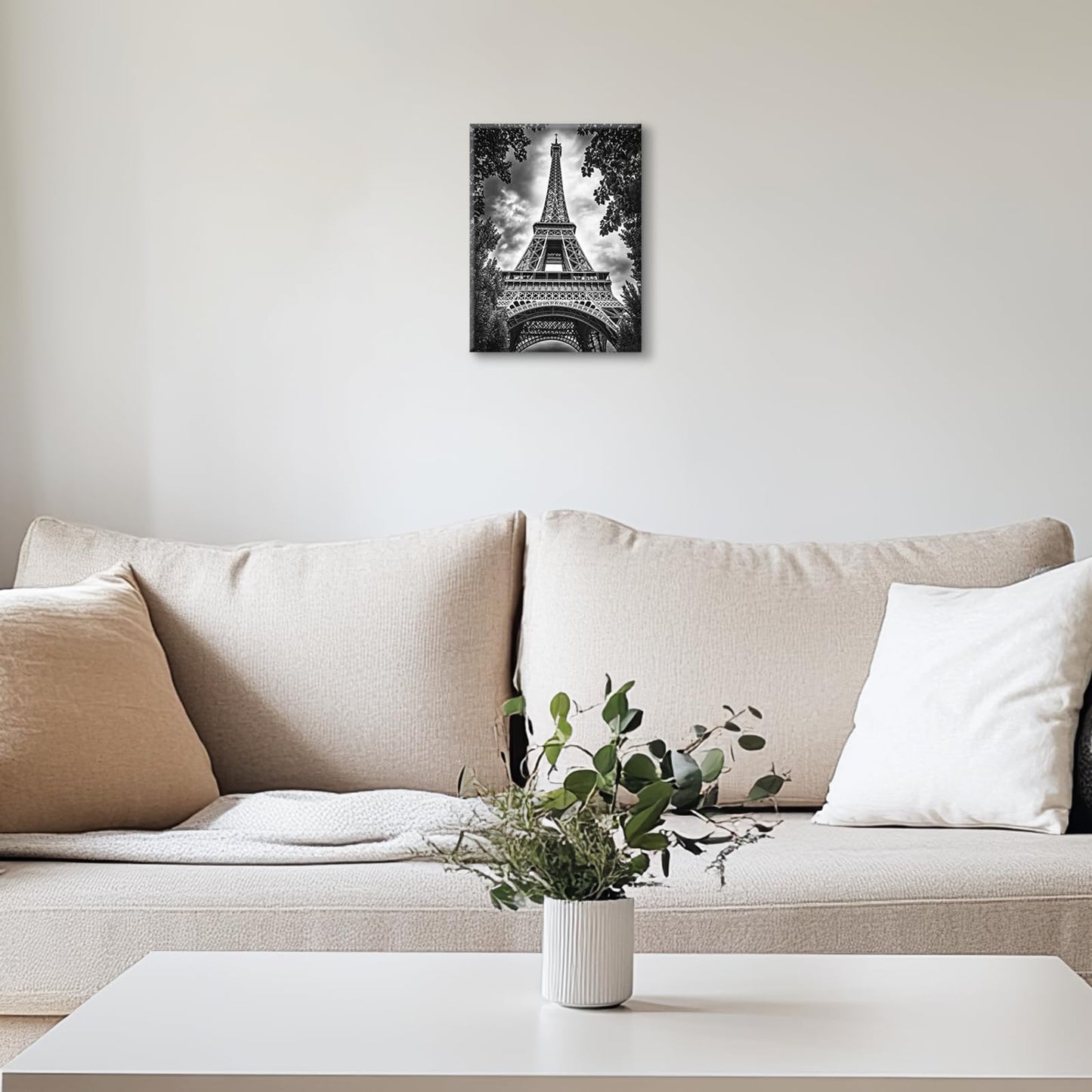 Paris Wall Art, Tower Pictures Wall Decor, Black and White Canvas Prints Painting, Framed Artwork for Bathroom Bedroom Living Room Girl's Room Office Home Decoration 12x16