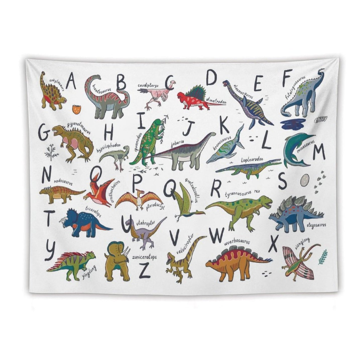 DDCBNS Kids Dinosaur Tapestry,Learning ABC Alphabet Tapestry for Boys Girls,Funny Educational Tapestry Wall Hanging Home Décor for Nursery Study Classroom Bedroom Living Room 80" x 60"