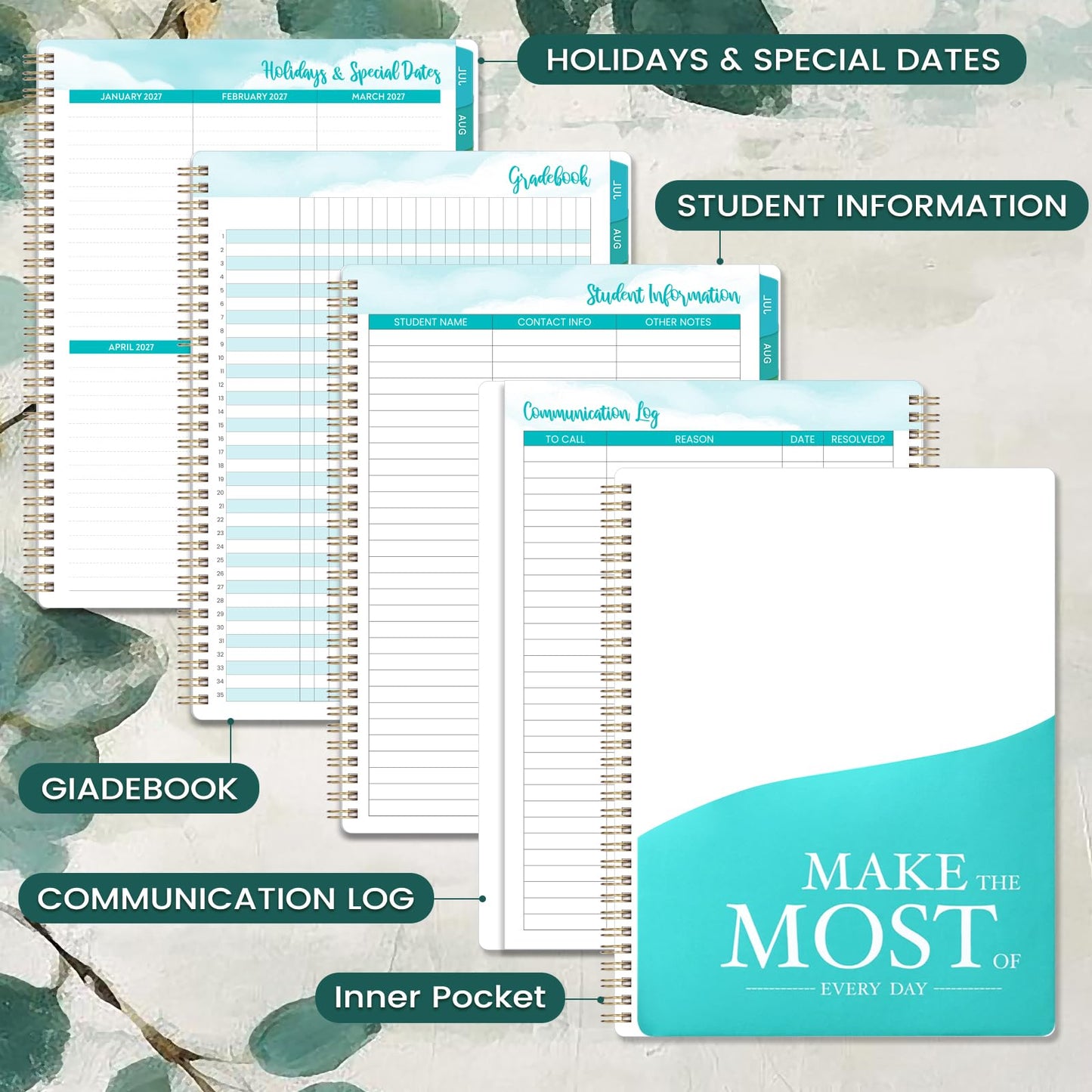 Teacher Planner 2026-2027 - Teacher Lesson Planner, July 2026 - June 2027, 8.5" x 11", 2026-2027 Planner Weekly and Monthly, Lesson Plan Book for Teachers, Colorful Tabs, Inner Pocket