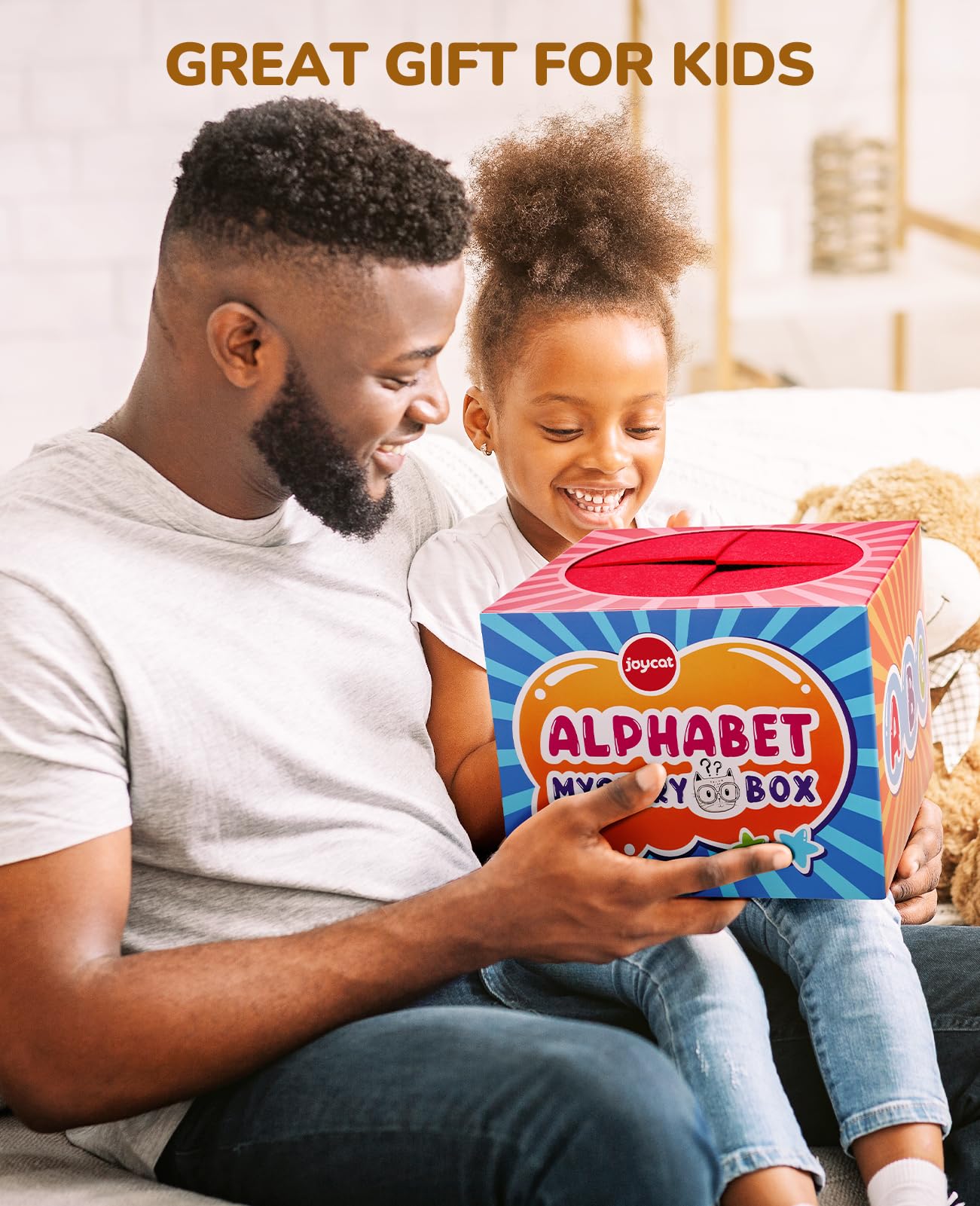 JoyCat Mystery Alphabet Box for Kids 52 PCS Letters Sorting Matching Game Activities Letter Sounds Fine Motor Learning Toys for Preschool Kindergarten Classroom - Easter Basket Stuffers Gifts for Kids