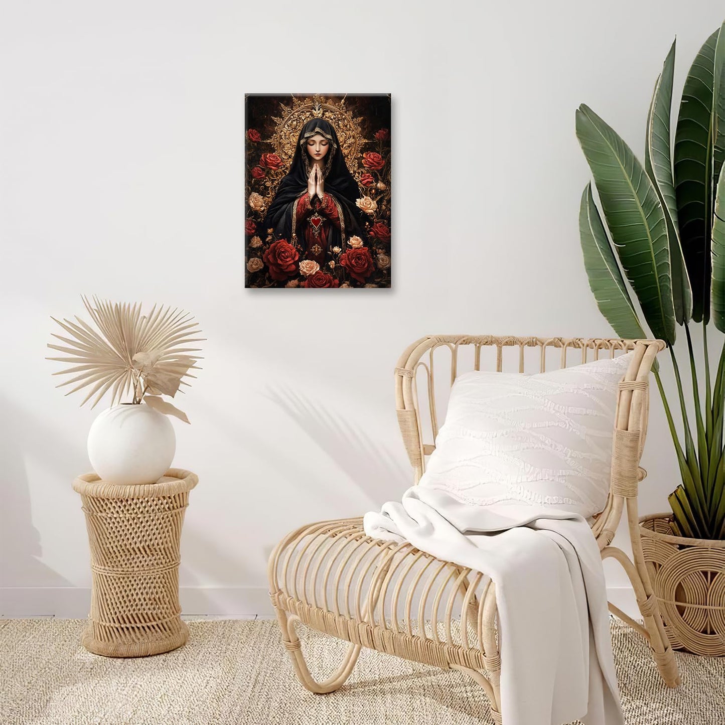 Virgin Mary Wall Art, Virgen De Guadalupe Pictures Wall Decor Our Lady Canvas Prints Framed Artwork Paintings Poster Home Office Decorations For Bedroom Living Room Kitchen Dinning Room 12l X 16w
