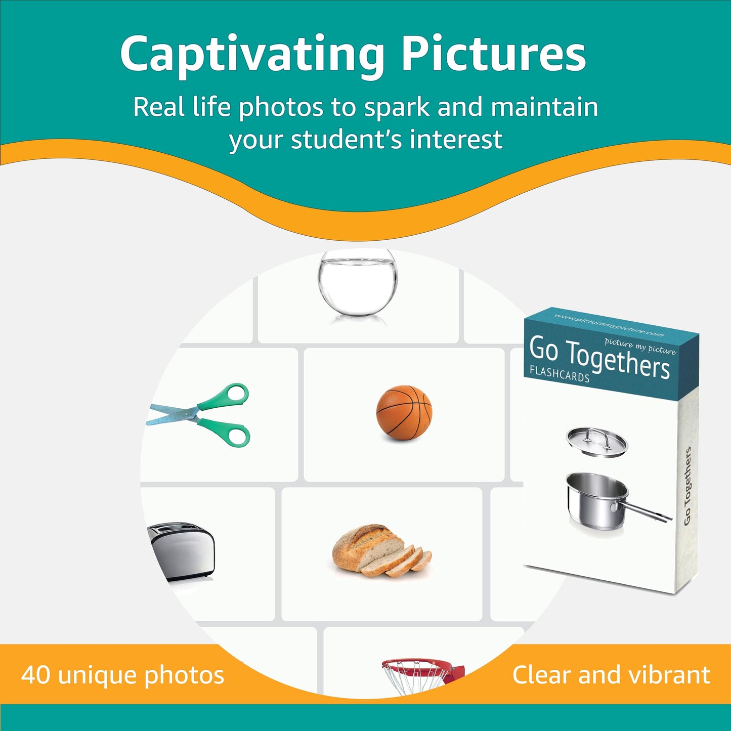 Picture My Picture Go Togethers Flash Card Set – Speech Therapy Tool for Vocabulary, Communication & Thinking, Scratch-Resistant with Activity Guide, Suitable for Education, ESL & ABA – Set of 40