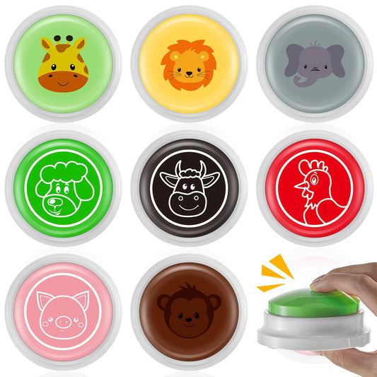 Syhood 8 Pcs Animal Sounds Buzzer for Trivia Games Answer Buzzers Feud Jeopardy Buzzer Button with Lights and Sounds for Party Game Show (Jungle and Farm Style)