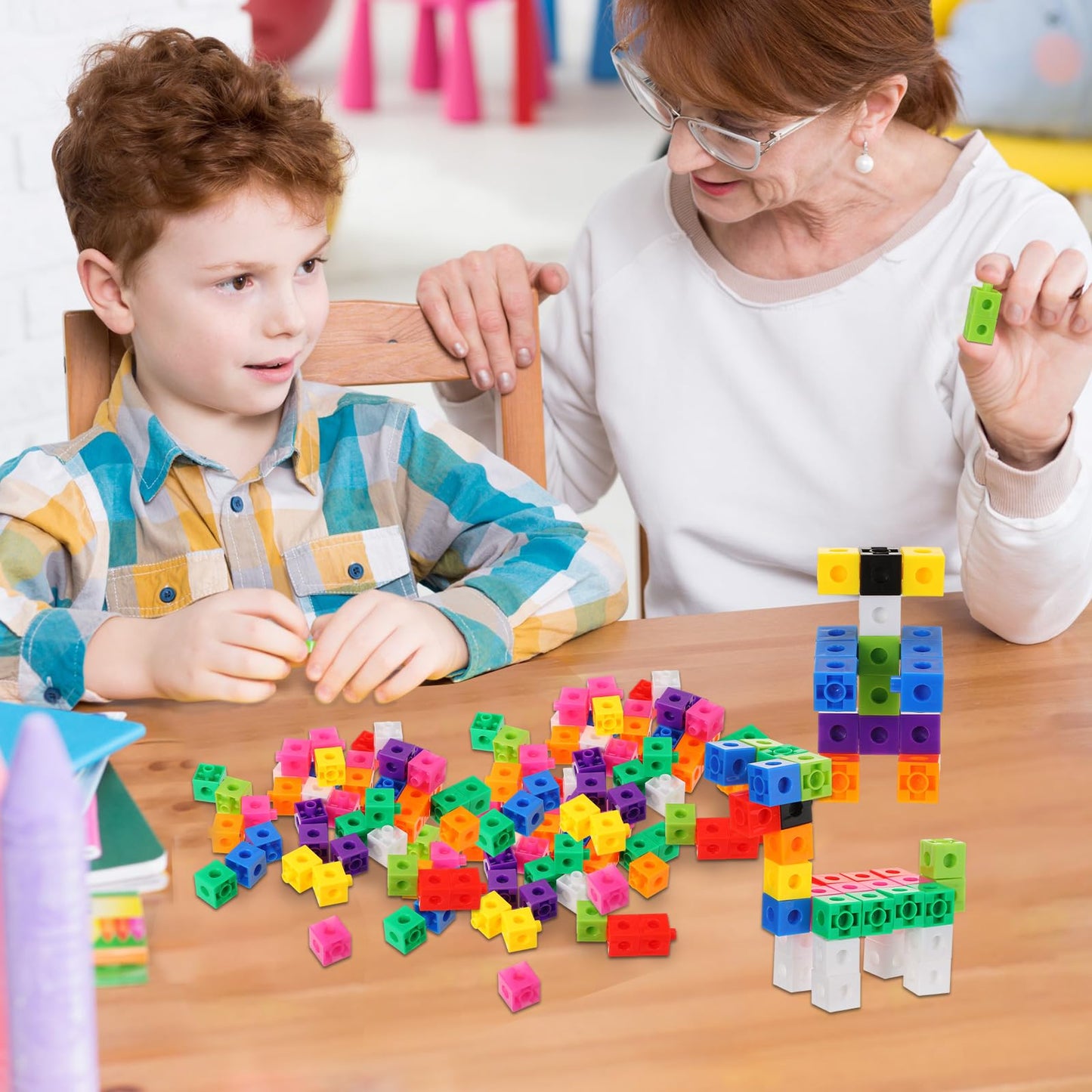 Shappy 600 Pcs Math Cubes Educational Counting Toy Math Manipulatives Connecting Counting Cubes Blocks for Learning Classroom Homeschool Supplies(Classic)