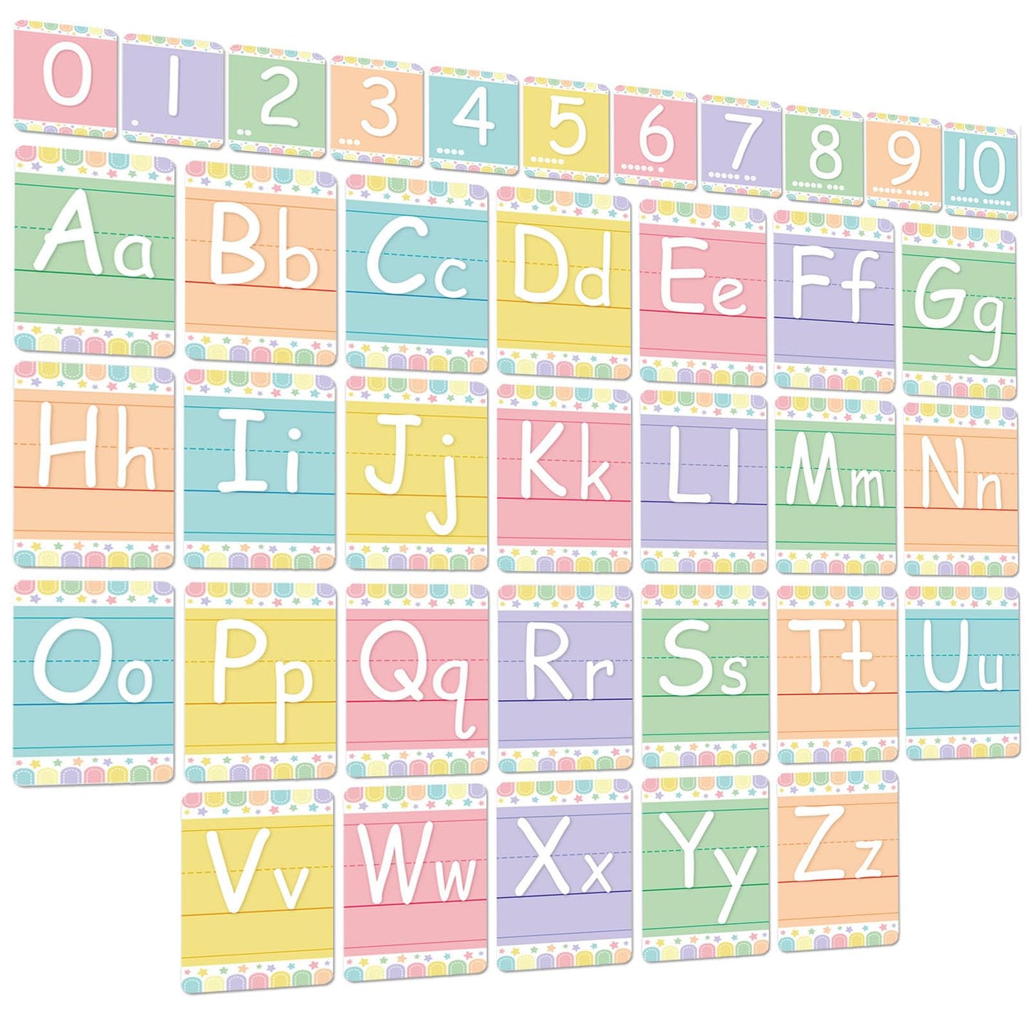 Adduster Bulletin Board Letters - ABC Alphabet Poster Classroom Decorating Set Toddler English Poster Kindergarten Elementary Classroom Nursery Home Wall Decoration（Soft Tones）