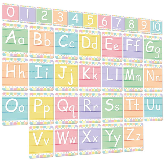 Adduster Bulletin Board Letters - ABC Alphabet Poster Classroom Decorating Set Toddler English Poster Kindergarten Elementary Classroom Nursery Home Wall Decoration（Soft Tones）