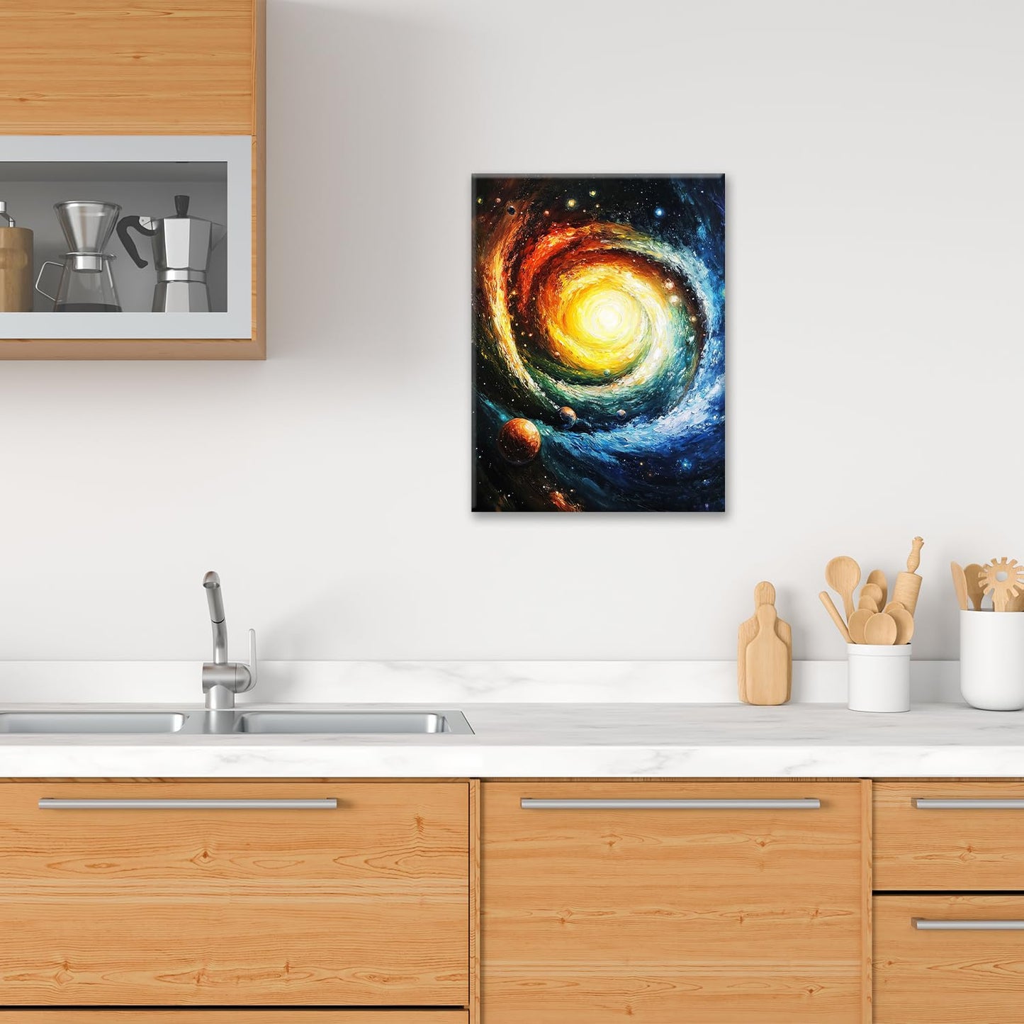 Space Wall Art Solar System Pictures Wall Decor Galaxy Canvas Prints Framed Artwork Paintings Home Office Decorations For Bathroom Kitchen Bedroom Living Room 12"x16"