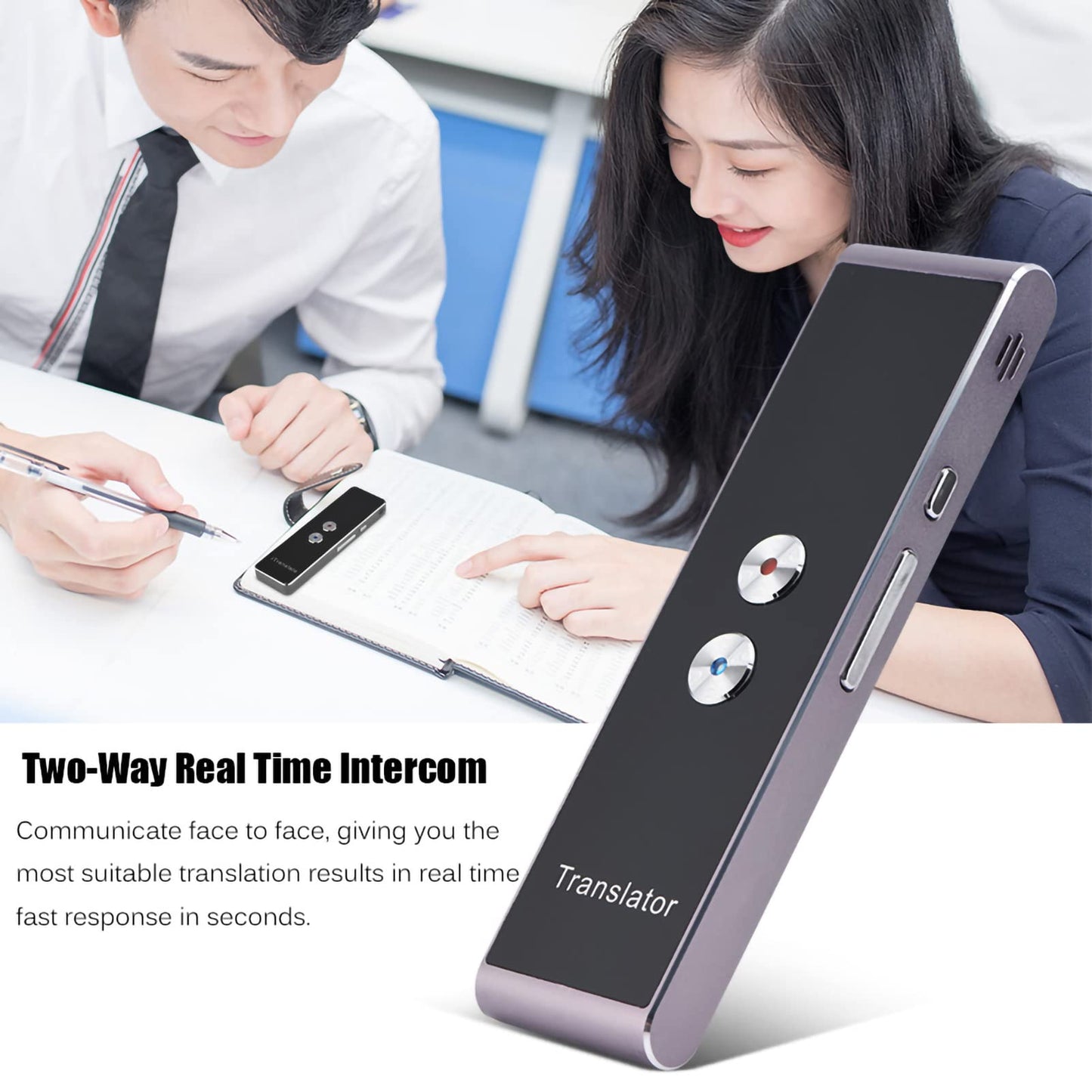 Language Translator Device, Portable Smart Two Way Voice Translator in Real Time, Bluetooth Multi Language Electronic Foreign Language Translators Pocket Translator for Learning