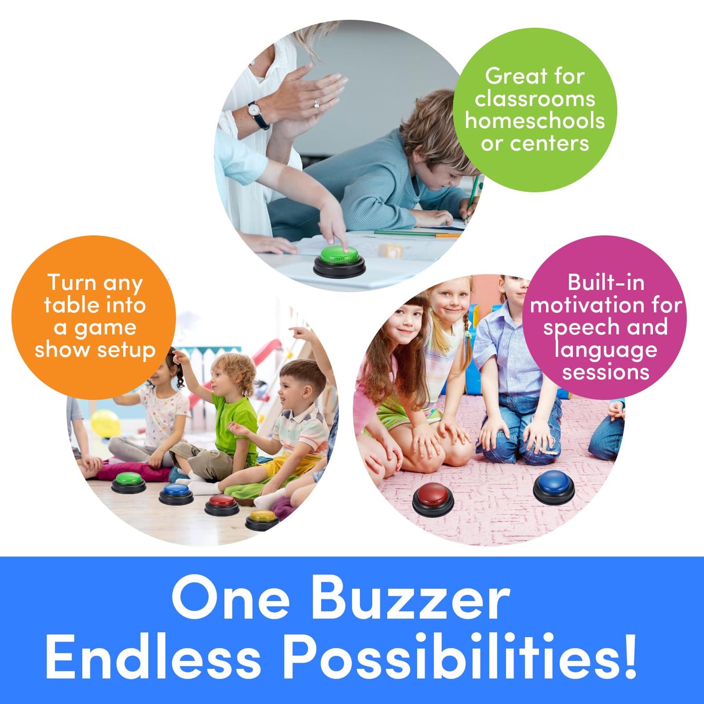 8 Pack Buzzers for Trivia Games,Classroom Must Haves Answer Buzzers, Family Feud Buzzer with Lights and Sound for Quizzes Party, Game Show Buzzer Buttons for Kids, Adults and Teacher Supplies