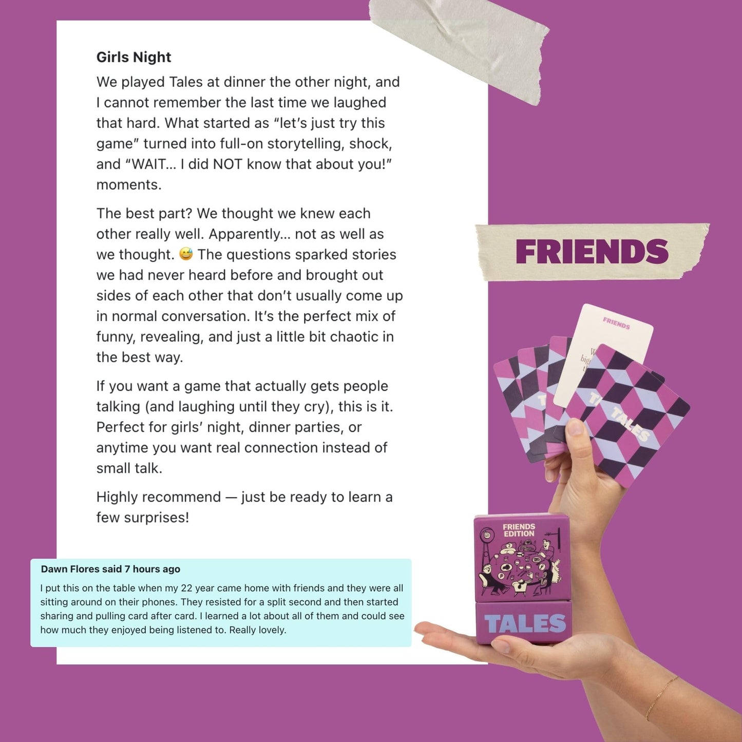 TALES 150 Conversation Cards, Friends Edition, Fun Friend Games for Adults, Teens, Kids, Perfect for Parties, Game Nights, Gifts & Gatherings, Conversations with Friends, Meaningful Connections