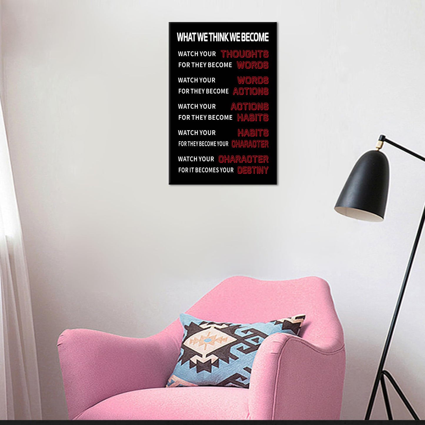 Motivational Canvas Wall Art for Office Inspirational Entrepreneur Quote Watch Yourself Poster Print Positive Picture Painting Decoration for Living Room Classroom Ready to Hang [12''W x 18''H]