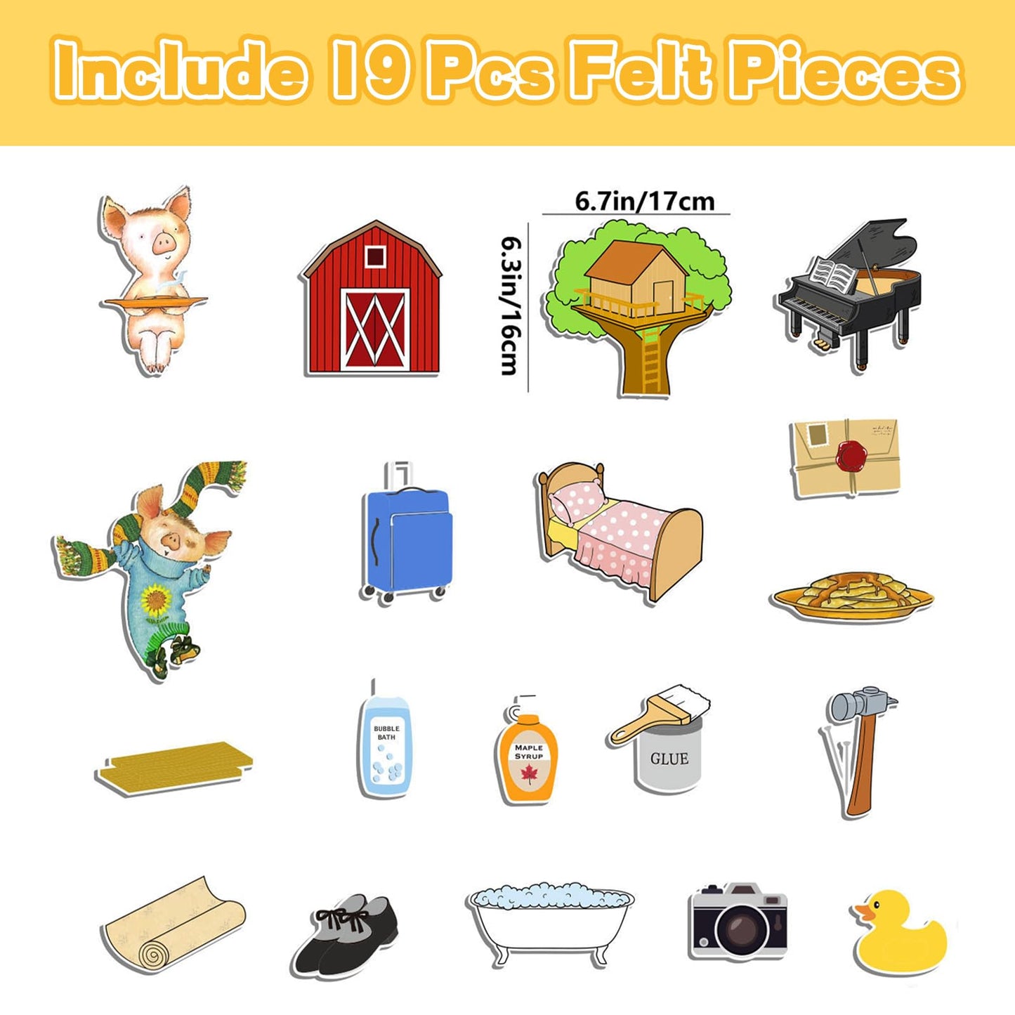 Thryvomniq If You Give a Pig a Pancake Story Time Felt Toys Felt Board Story Sets Performance Props Kindergarten Storytelling Learnning Activity