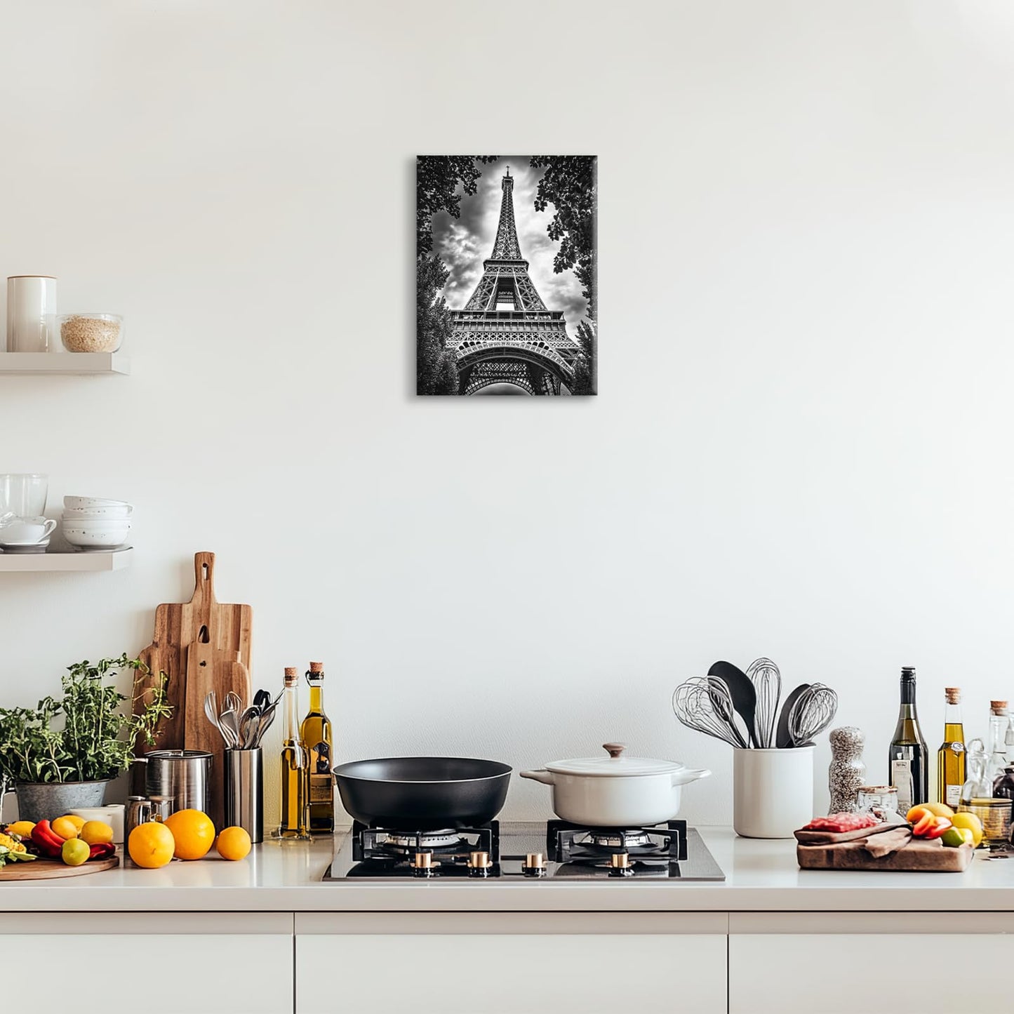 Paris Wall Art, Tower Pictures Wall Decor, Black and White Canvas Prints Painting, Framed Artwork for Bathroom Bedroom Living Room Girl's Room Office Home Decoration 12x16