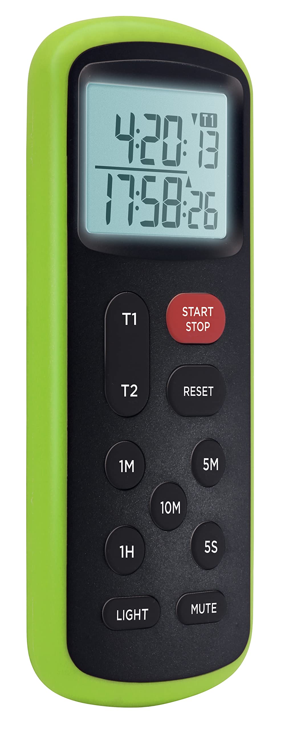 Lavatools KT8 Digital Kitchen Dual Timer & Stopwatch, Backlight, Ultra Loud Alarm, Mute Function, Quick-Set Buttons, Hang Hole, Magnetic for Cooking and Classroom with Lanyard