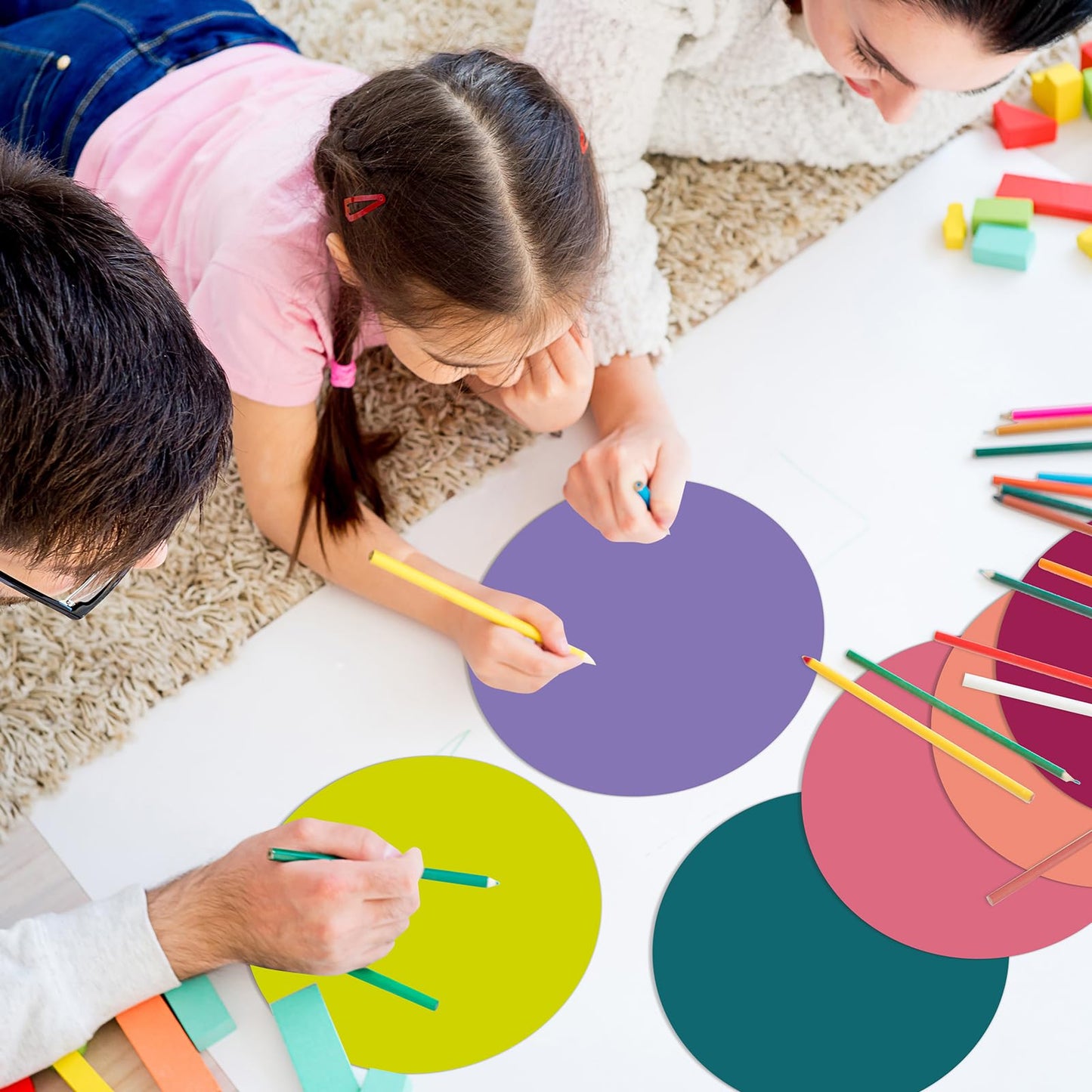 Lincia 24 Pack Colorful Dry Erase Dots Circles Spots for Classroom Table 10.5 Inch Removable Vinyl Desktop Stickers Spots Wall Decals for 100th Day of School Teacher Students Home (Retro Colors)