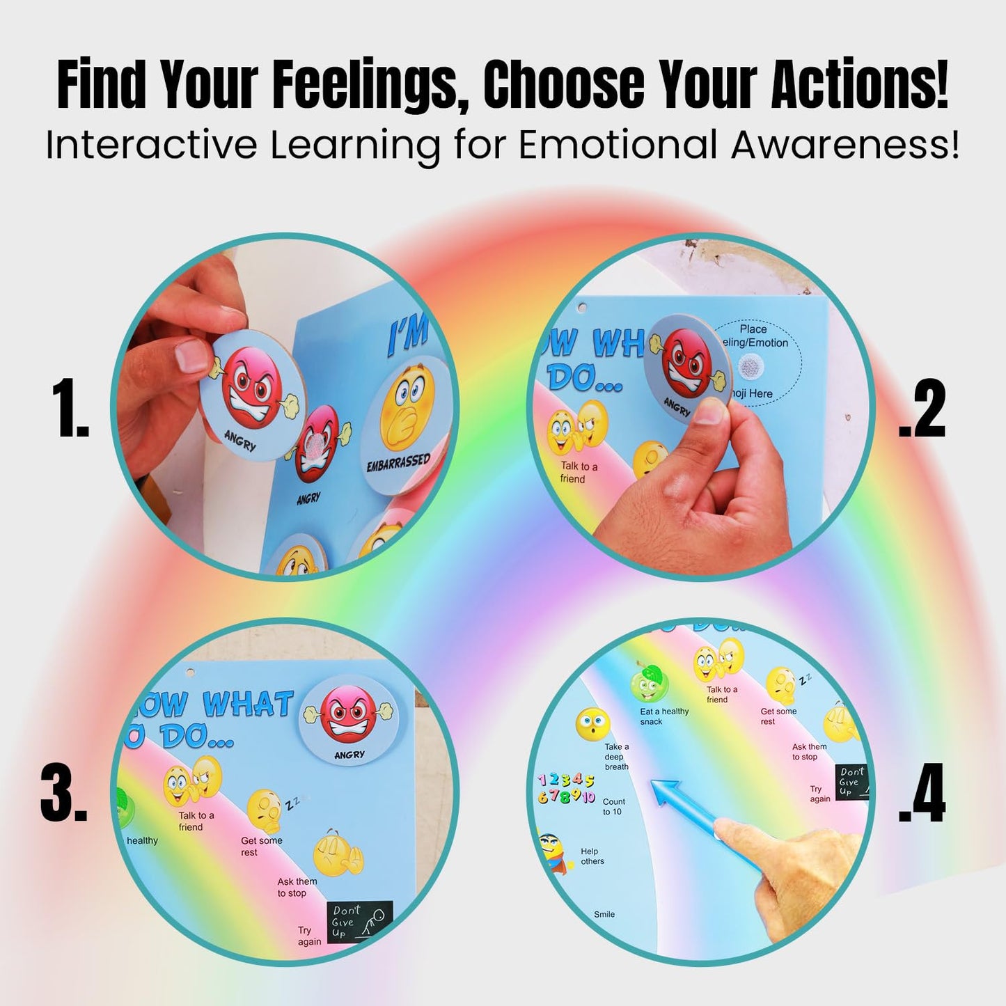 Thought-Spot I Know What to Do Feelings Poster Elementary Autism and ADHD Helps Kids Identify Moods and Make Positive Choices Emotional Coping Skills Chart