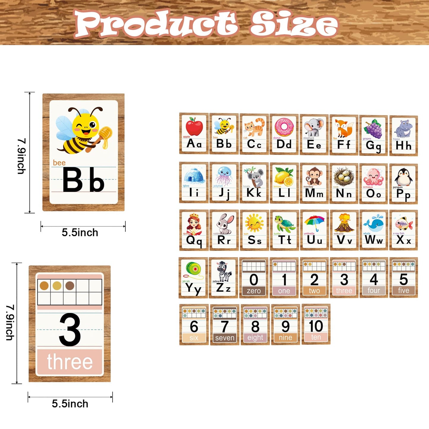 Adduster Alphabet Letters for Wall - ABC Alphabet Poster Classroom Wall Alphabet Alphabet Wall Chart Kindergarten Elementary Classroom Wall Decor Daycare Homeschool Supplies (Brown)