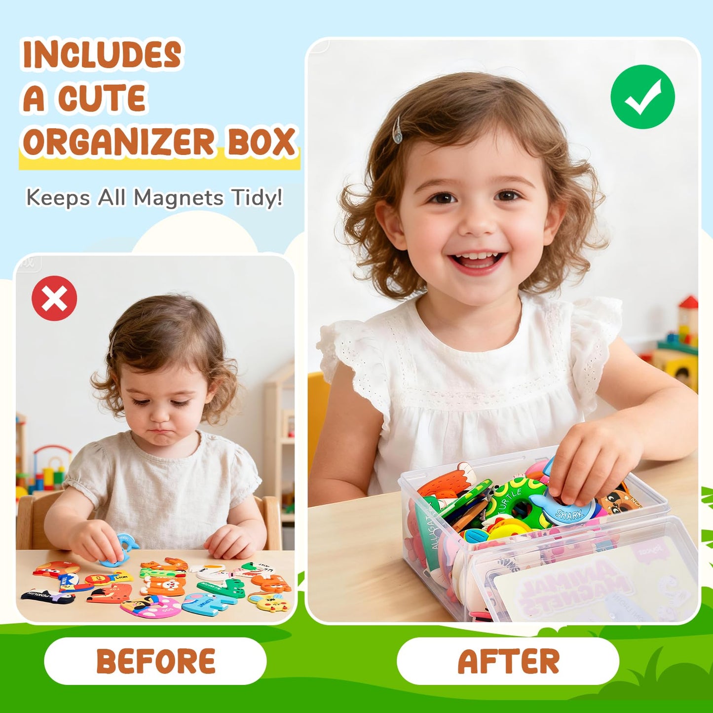 JoyCat Magnetic Letters and Numbers Fridge Magnets, Soft PVC Learning Refrigerator Toy Set for Kids & Toddlers, 26 Animal Alphabet Letters and 0-9 Numbers, Birthday Gifts for Baby Boys and Girls