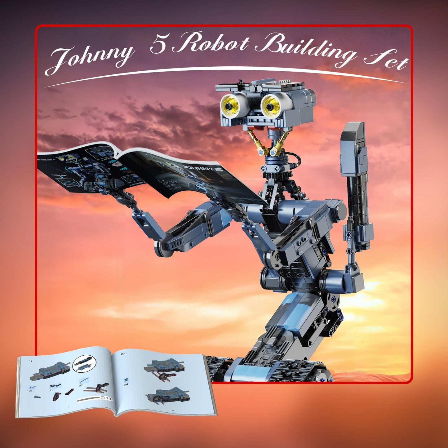 iATOM 1176 Pieces Johnny 5 Robot Building Set with Remote Control - Rechargeable, Gift for Adults Men, STEM Tech Movie Robotic Figure Model Kit
