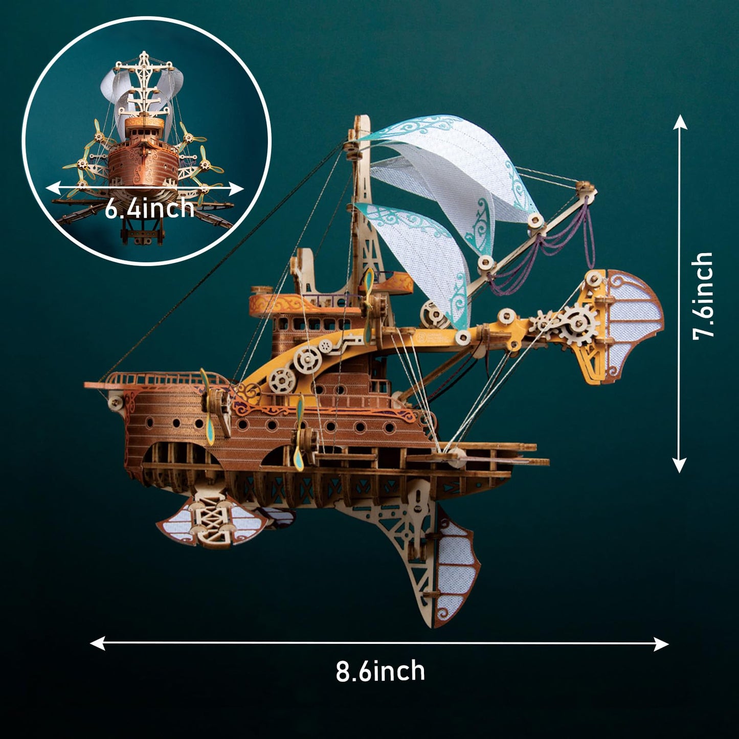 GuDoQi 3D Wooden Puzzles for Adults, DIY Fantasy Spaceship Model Kit, Educational Brain Teaser for Adults to Build, DIY Assembly Kit, Woodcraft Kit, Make Your Own Gifts for Christmas Day