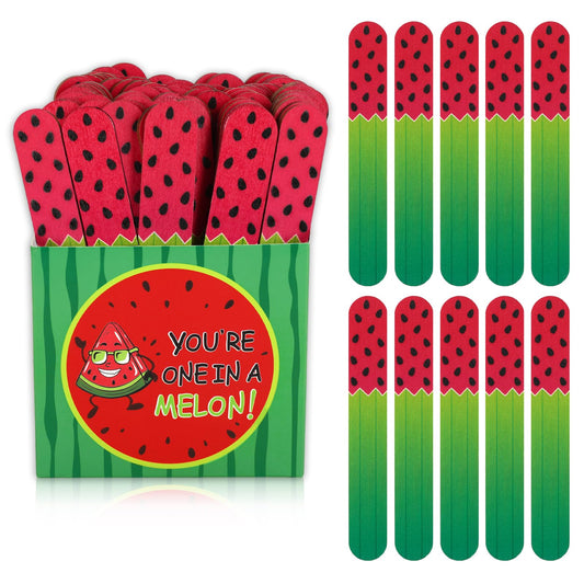 Whaline 101 Pcs Back to School Watermelon Flip Name Sticks with Carton Teacher Student Grouping Tally Stick Name Tags for Home Classroom Educational Learning Activities Supplies