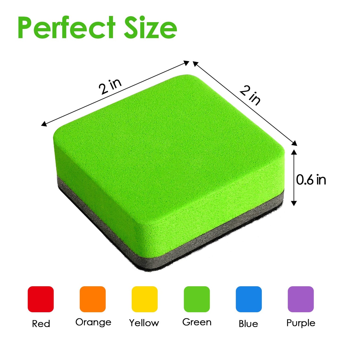 MaxGear Whiteboard Erasers, 48 Pack Magnetic Dry Erase Eraser, Mini Whiteboard Cleaning Pads for Classroom, Chalkboard Wiper Teacher Supplies for School, Office, Home, 6 Rainbow Color Set, 2 x 2 Inch