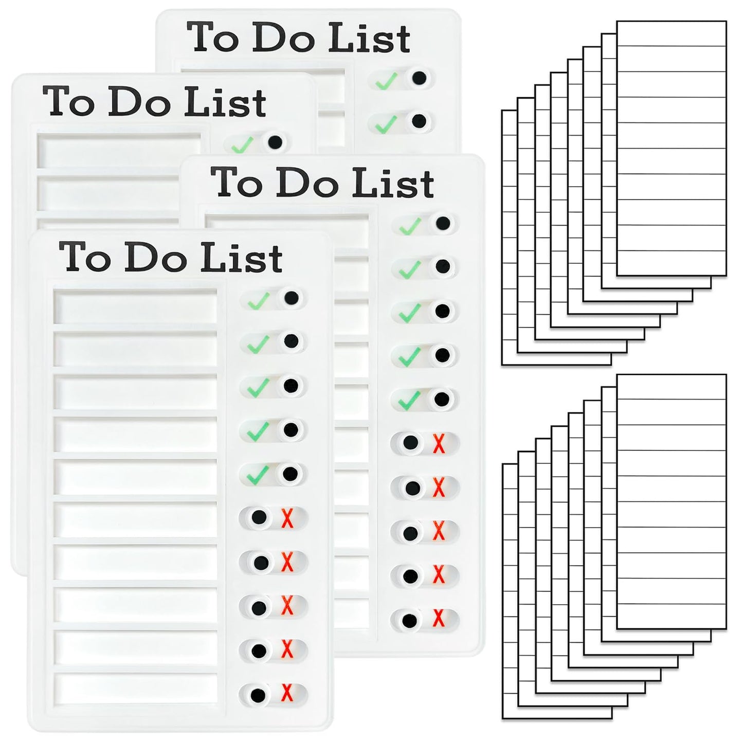 4 Pieces Chores Chart for Kids Multiple Kids - Reusable to Do List with Detachable Cardstock, Sliding Routine Chart, Daily Schedule, and Checklist Board