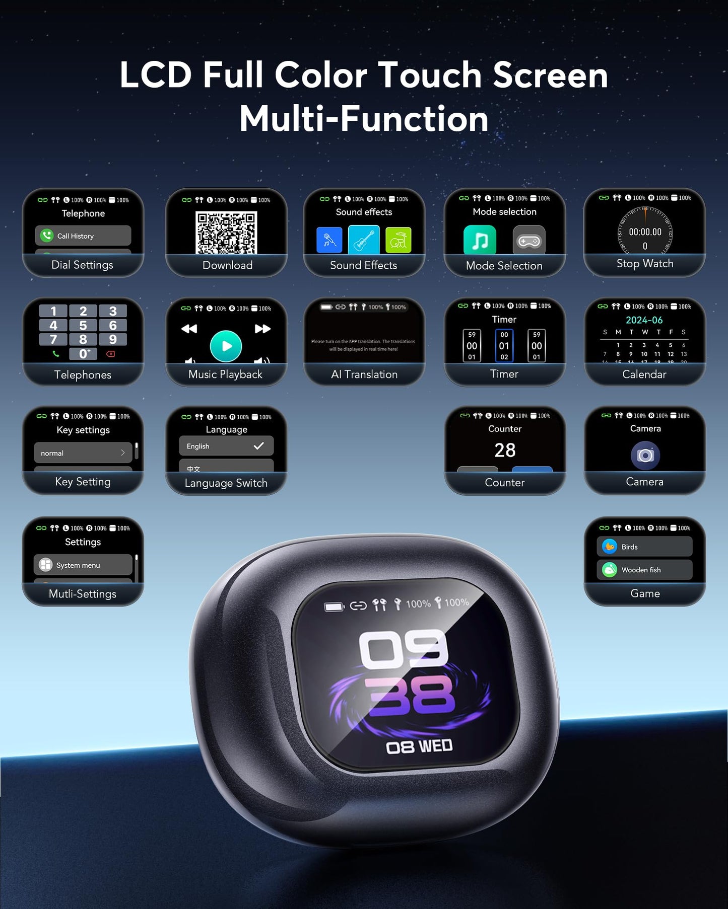AI Translation Earbuds 198 Languages Real-Time 2-Way Voice Translator Earphones, Bluetooth 6.1 OWS Open-Ear Comfort, Hi-Fi Music & Call, Smart Touch+App, Gift for Travel Business Language Learning