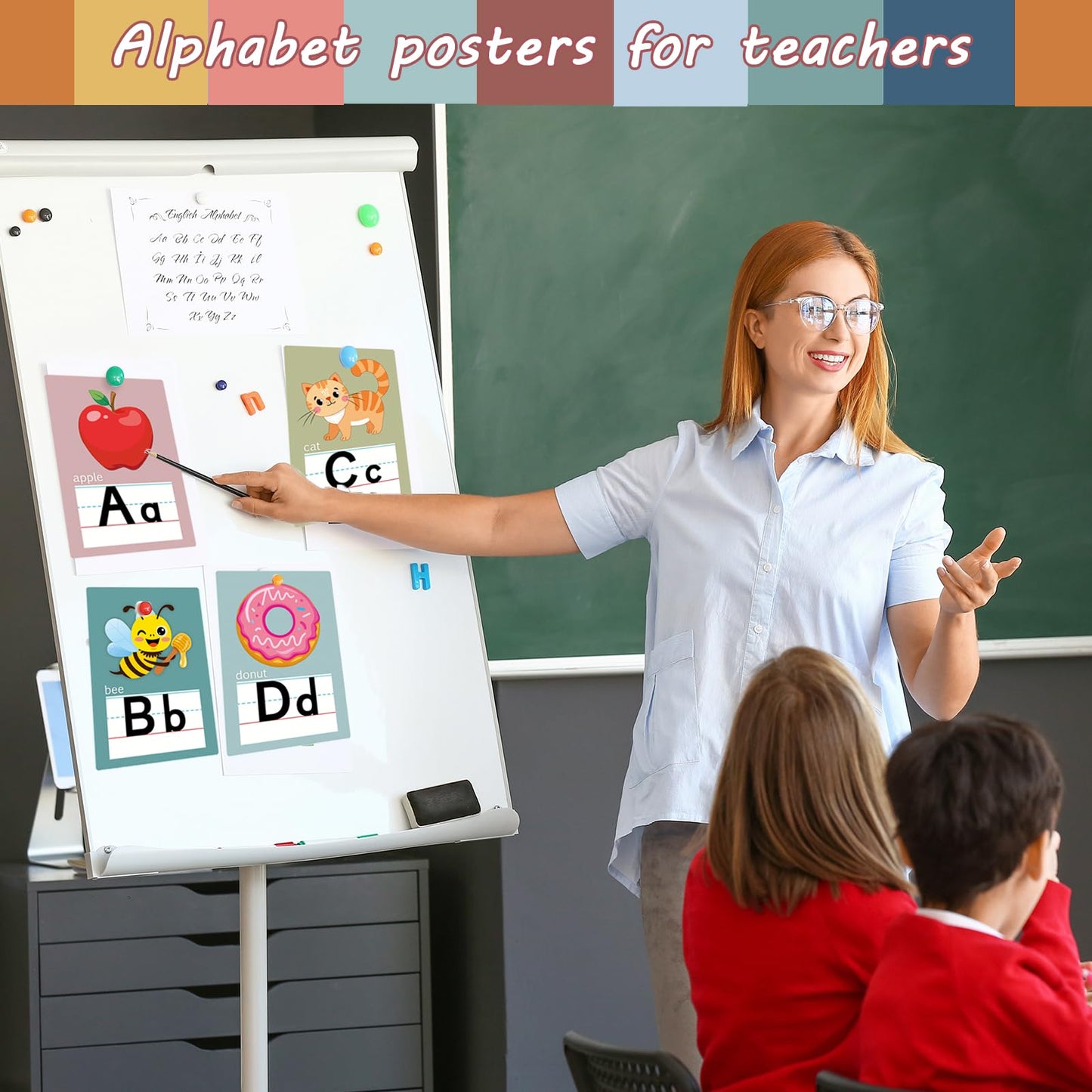 Adduster Alphabet Letters for Wall - ABC Alphabet Poster Classroom Wall Alphabet Alphabet Wall Chart Kindergarten Elementary Classroom Wall Decor Daycare Homeschool Supplies (Bohemia)